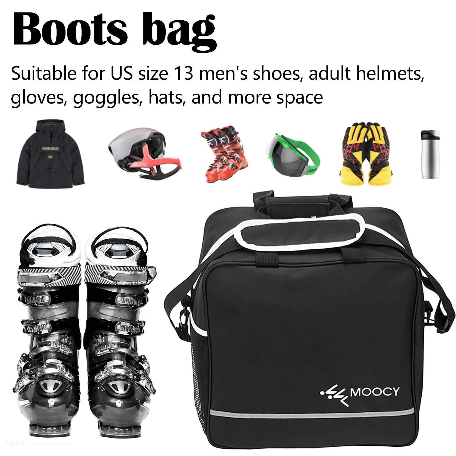 Aisny Ensemble sac à chaussures de ski 200 cm longueur réglable design à roulettes