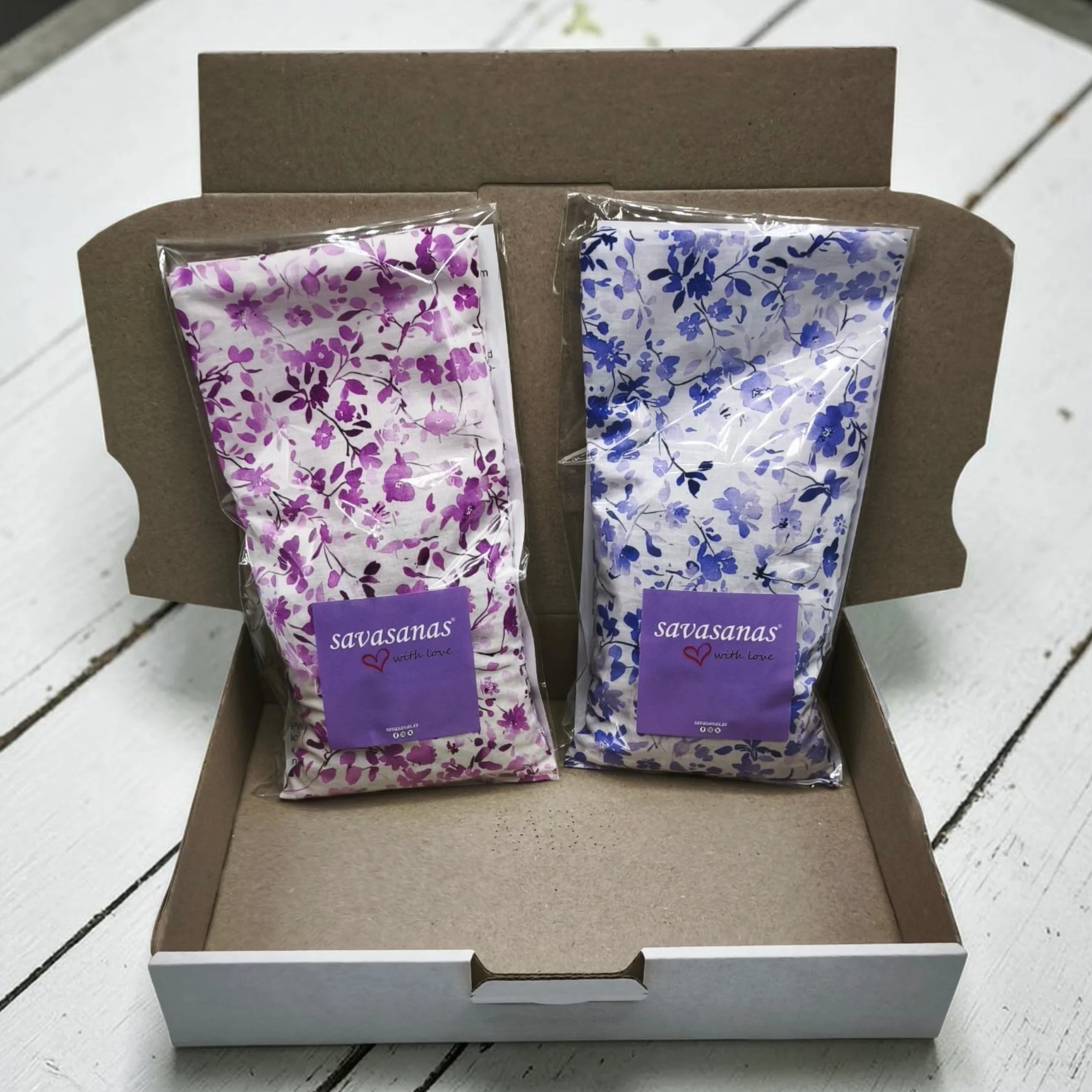 Coussin de Yoga pour les Yeux - Oreillers Pack 2 - Fleurs Fuchsia-Lilas - Lavande et Riz