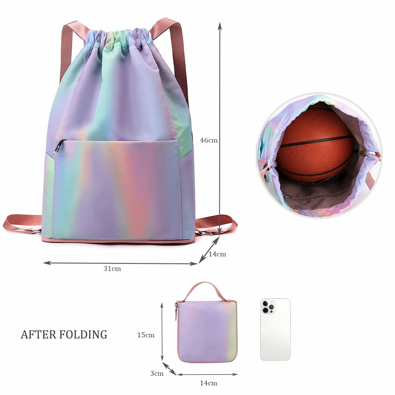 Sac à Dos Grand Imperméable Multifonction Sport Femme Homme Piscine Gym Voyage 43x32x16cm