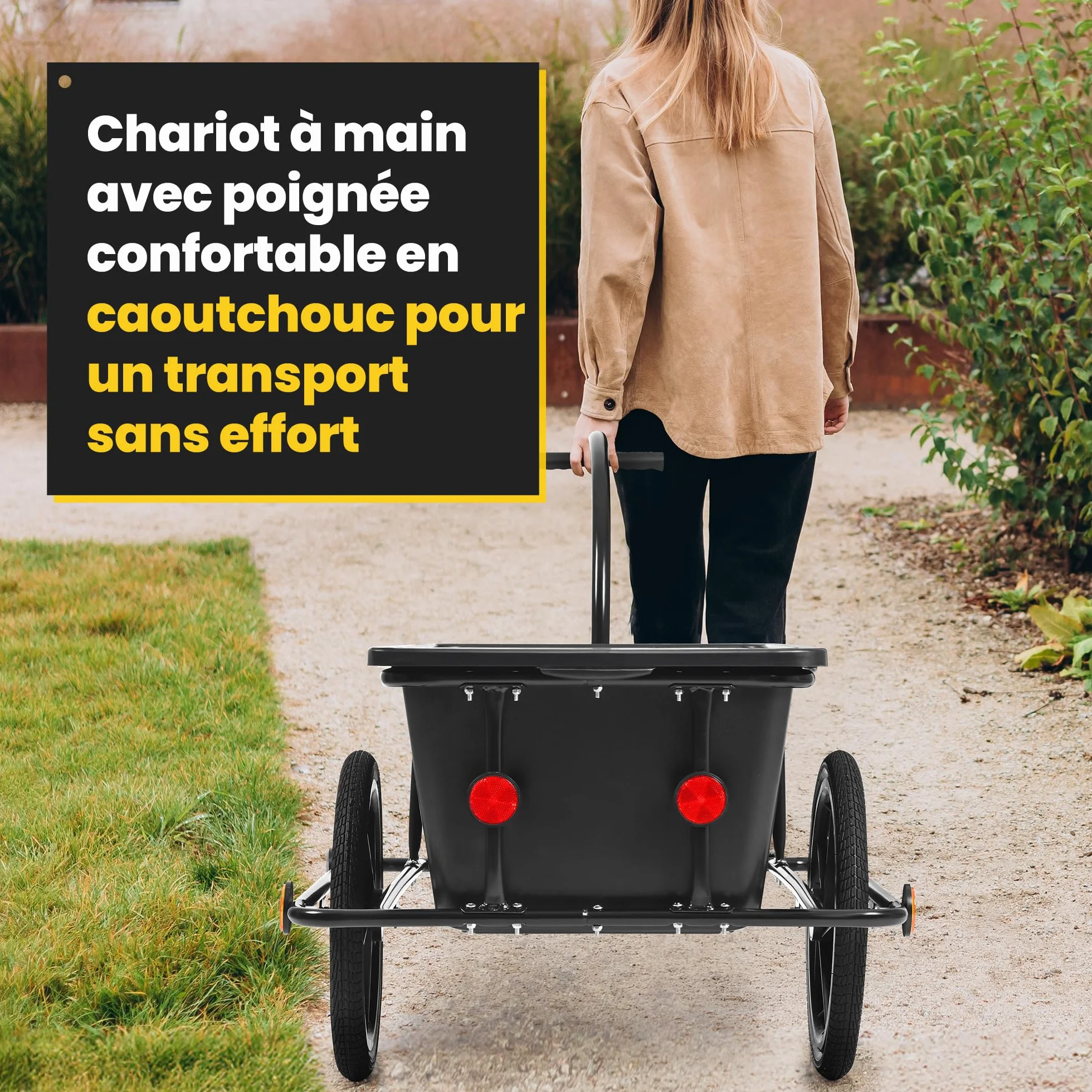 SAMAX Remorque de Vélo Chariot de Transport Haute Traction avec Poignée et Bâche