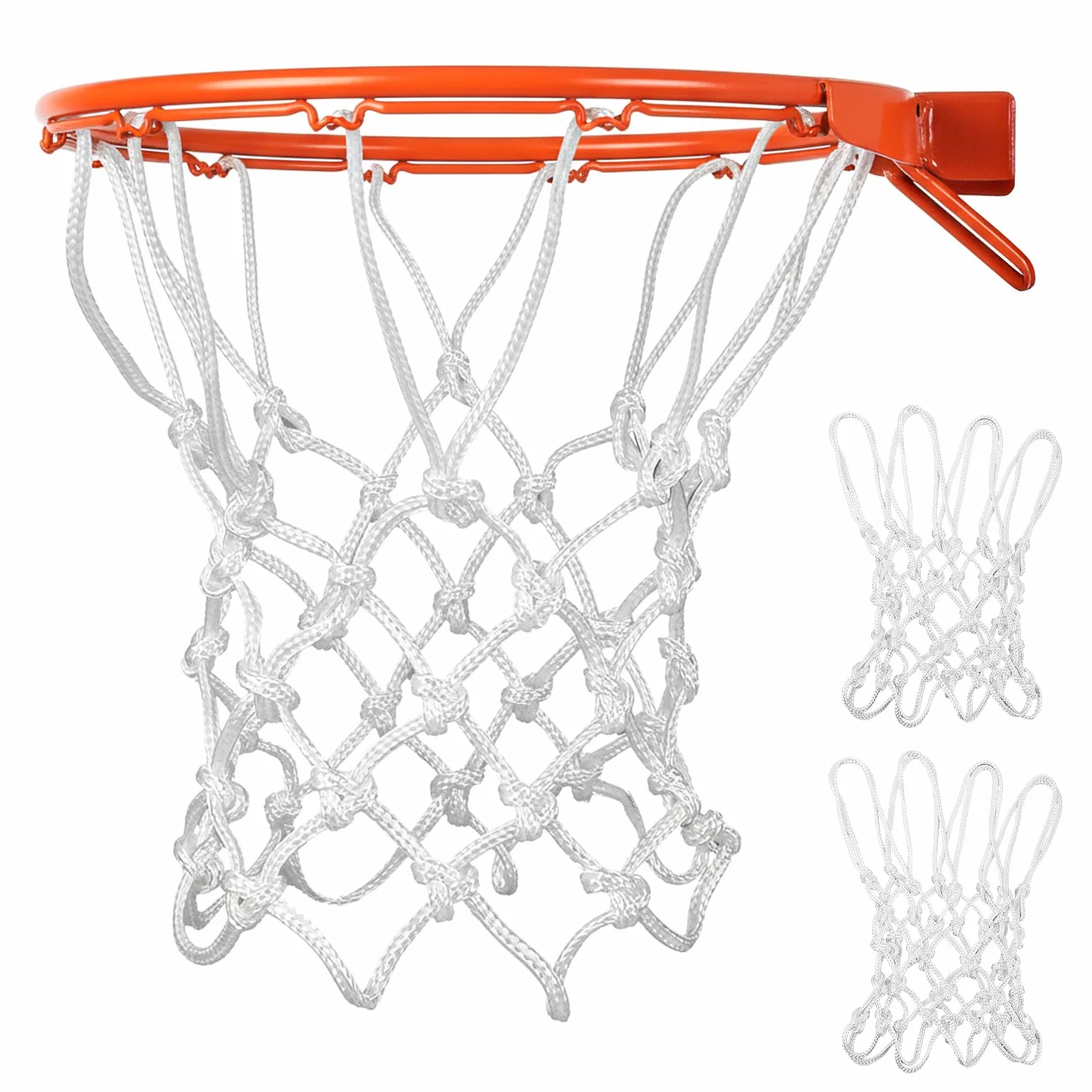 Lot de 2 mini filets de basket-ball de rechange pour petits cerceaux, accessoires anti-fouet, 8 boucles, intérieur et extérieur