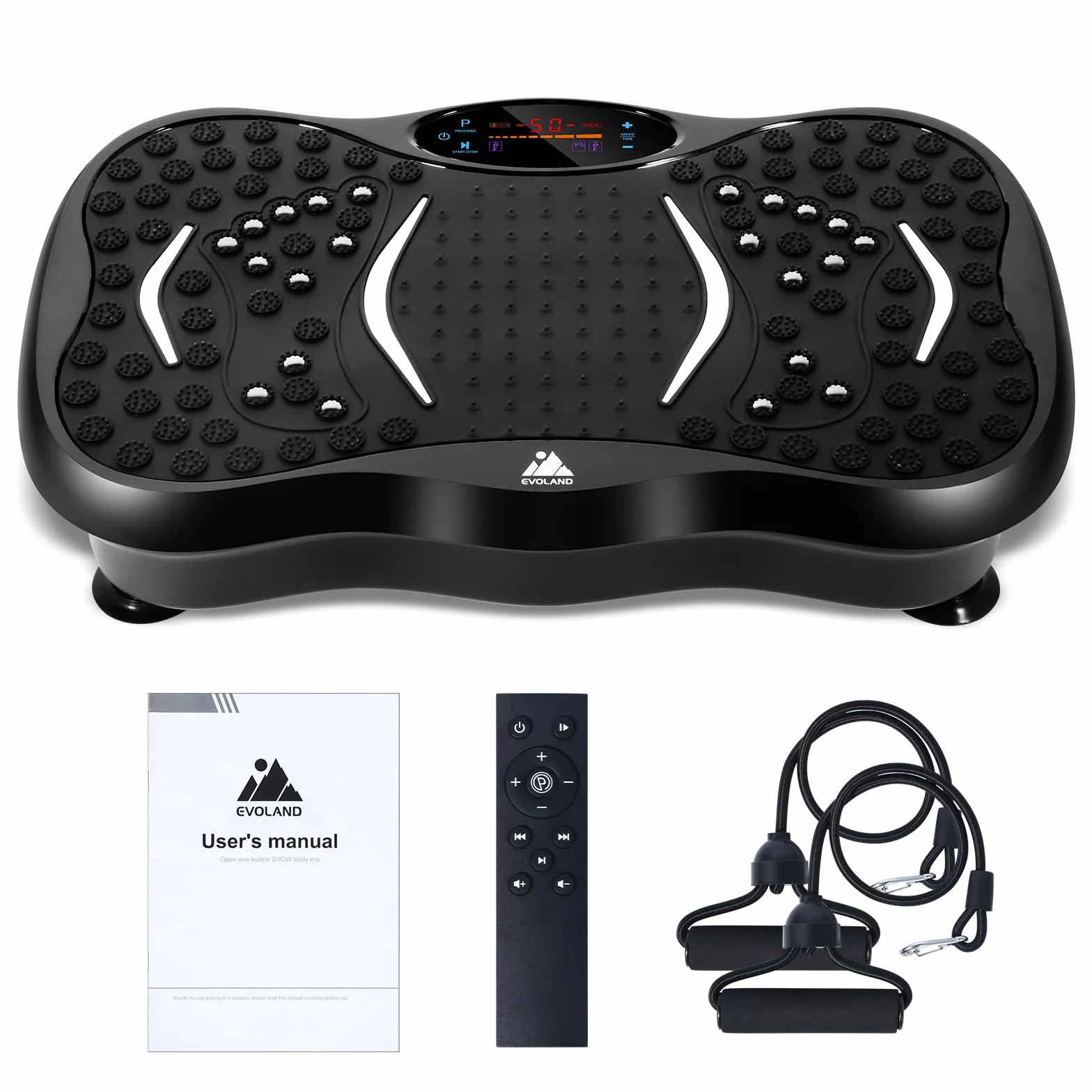 EVOLAND Plateforme vibrante oscillante 99 Niveaux d'intensité Haut-Parleur Bluetooth