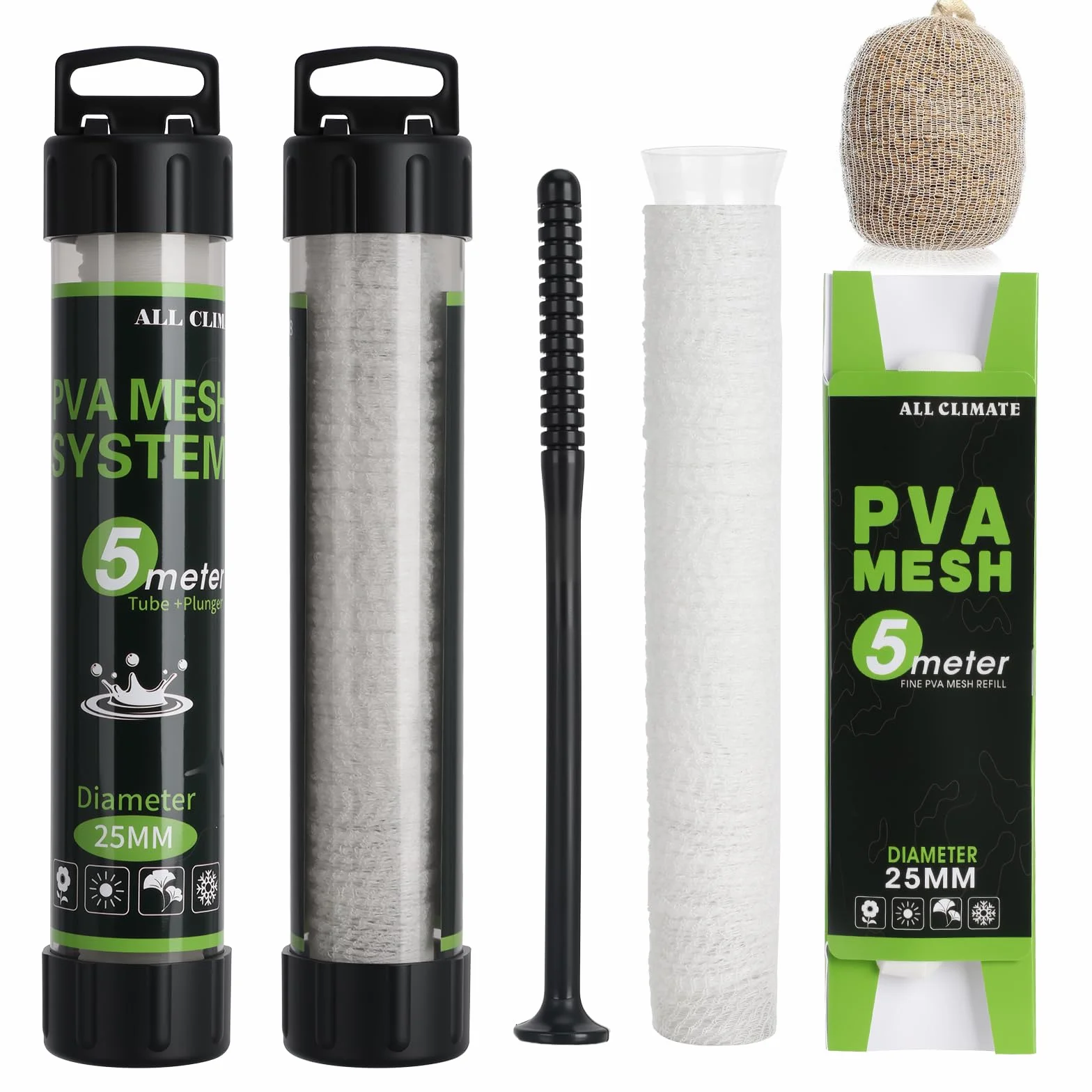 Filet de pêche en PVA - 10 m de long - 25 mm de large - Maille PVA - Fonte rapide - Accessoire pour appâts à la carpe