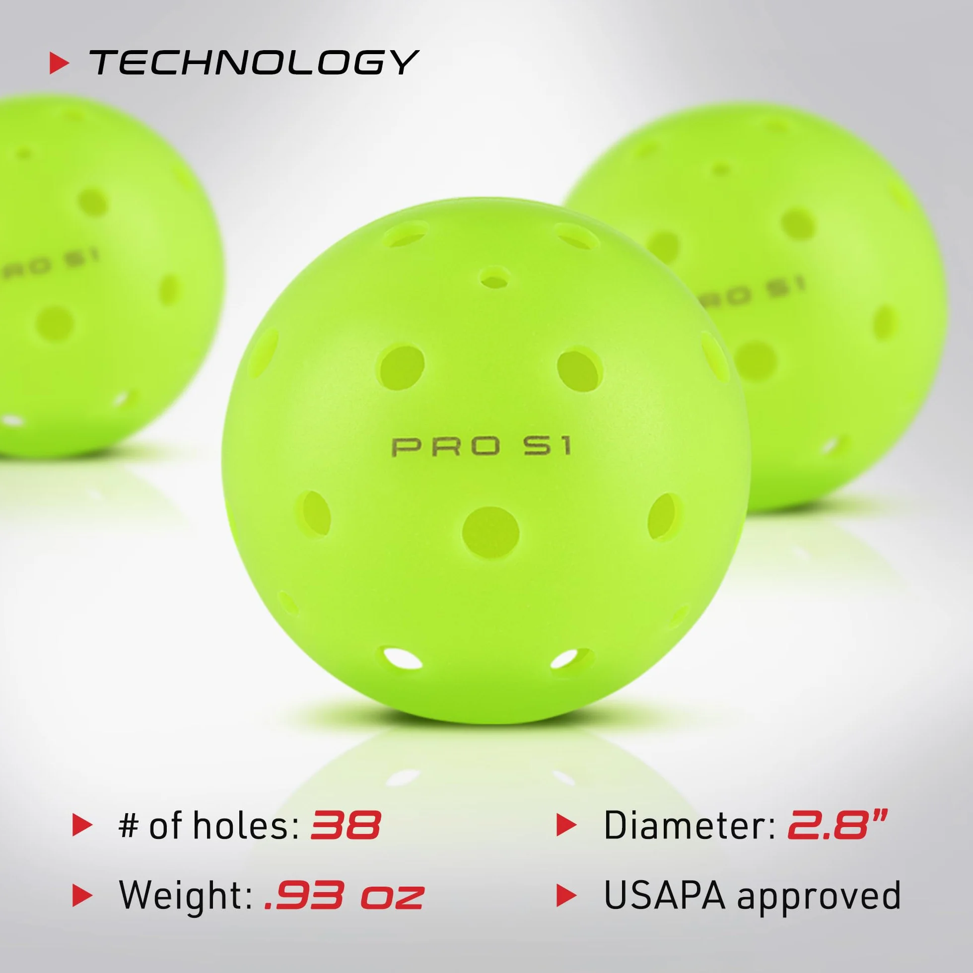Selkirk Sport Balle Pro S1, balles de pickleball extérieur 38 trous, approuvée USAPA