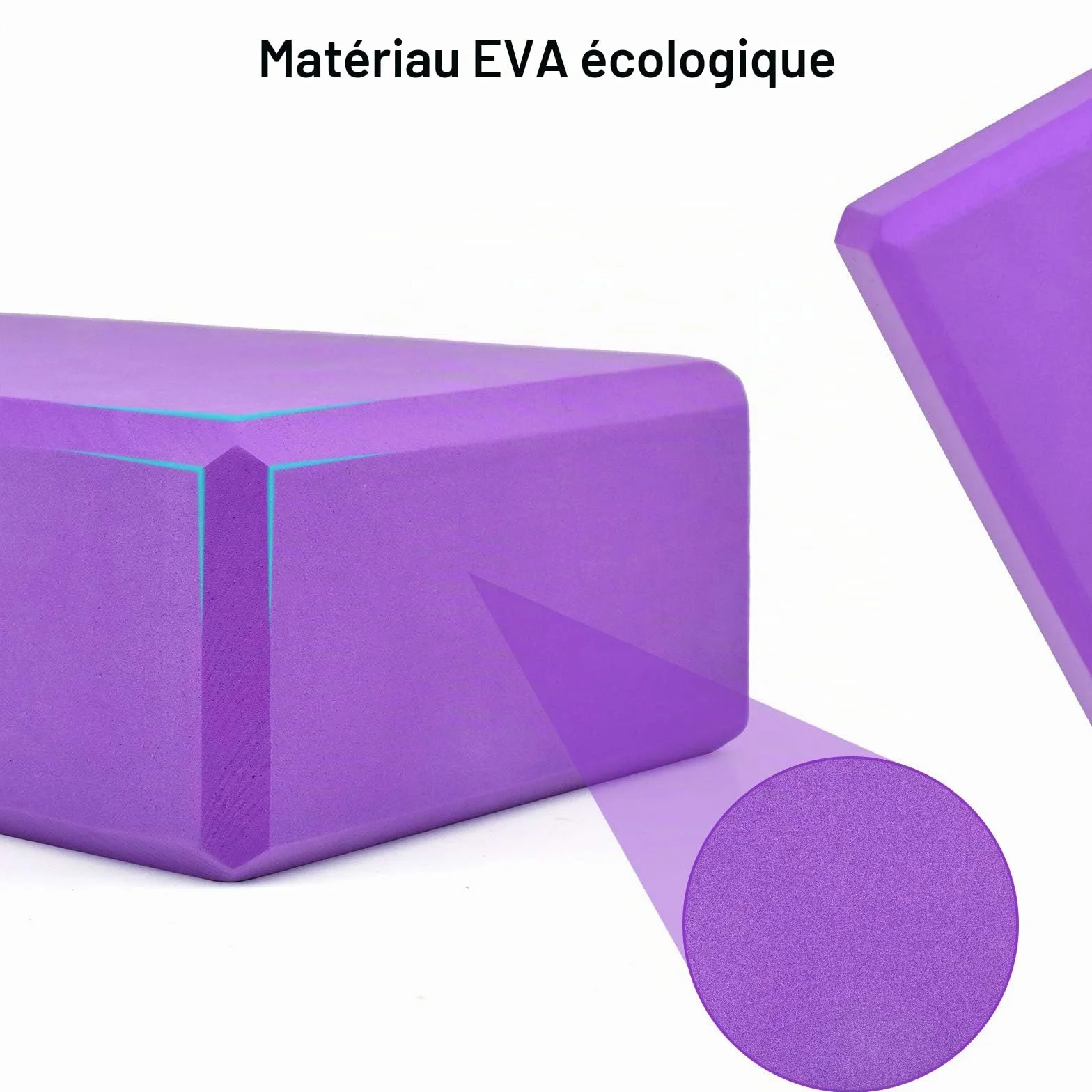 Lot 2 Blocs Yoga Brique Kit Accessoires Yoga avec Sangle et Sac de Yoga 4 Pièces