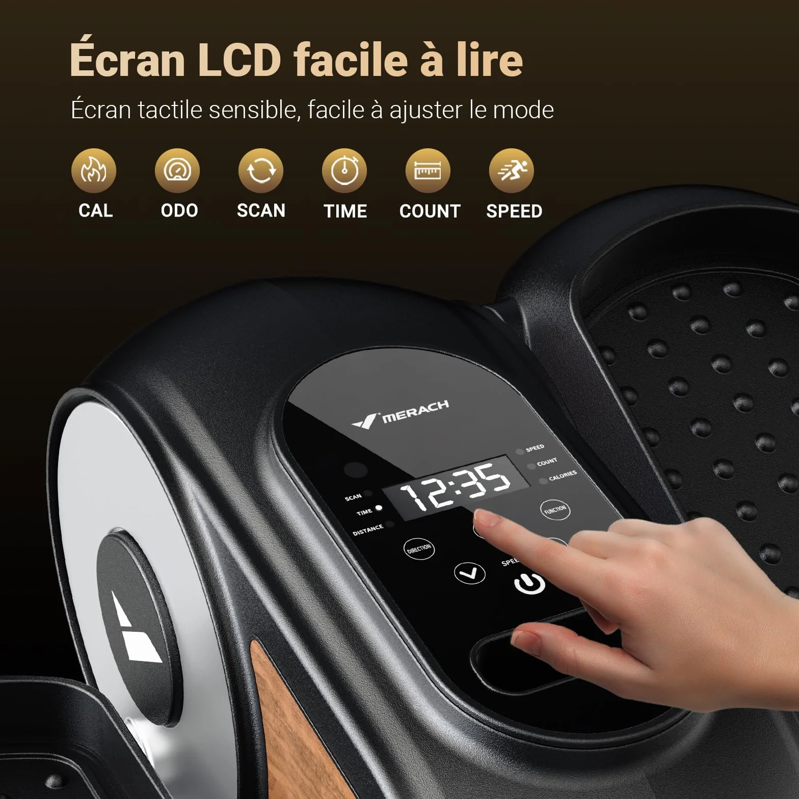 MERACH Mini Vélo Elliptique Électrique Compact avec Télécommande, Écran, 12 Vitesses, Silencieux
