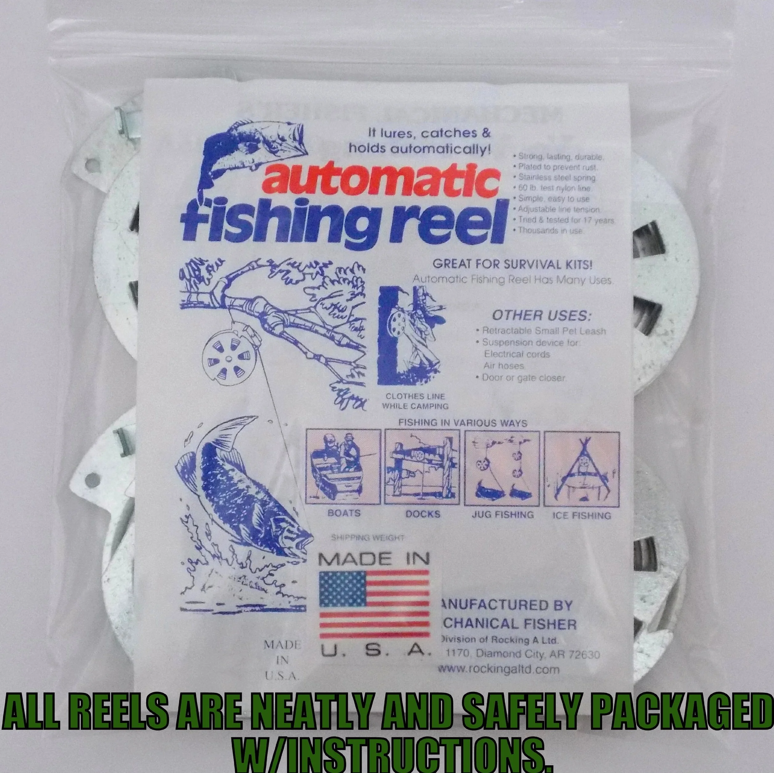 Fisher's Yo Yo Fishing Reels 4-Pack Flat Trigger Model