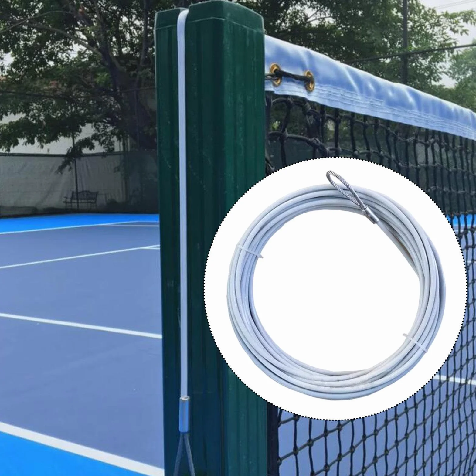 Câble de Filet de Tennis 14,8 m, Fil d'acier, Câble de Remplacement Résistant à la Pluie
