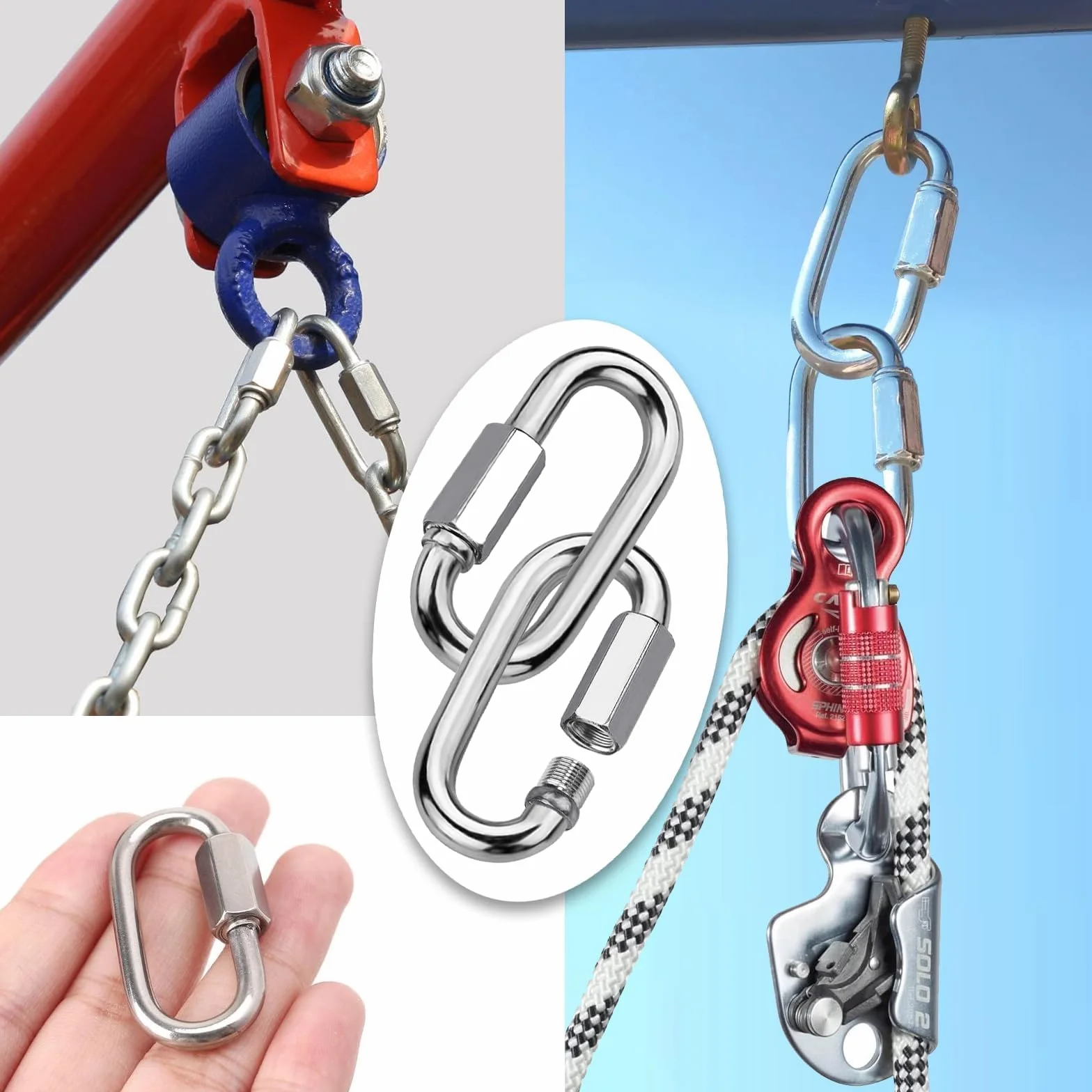 Maillon Rapide M6 V4A Mousqueton Vis Attache Rapide 5 Pièces pour Escursioni Pesca Campeggio