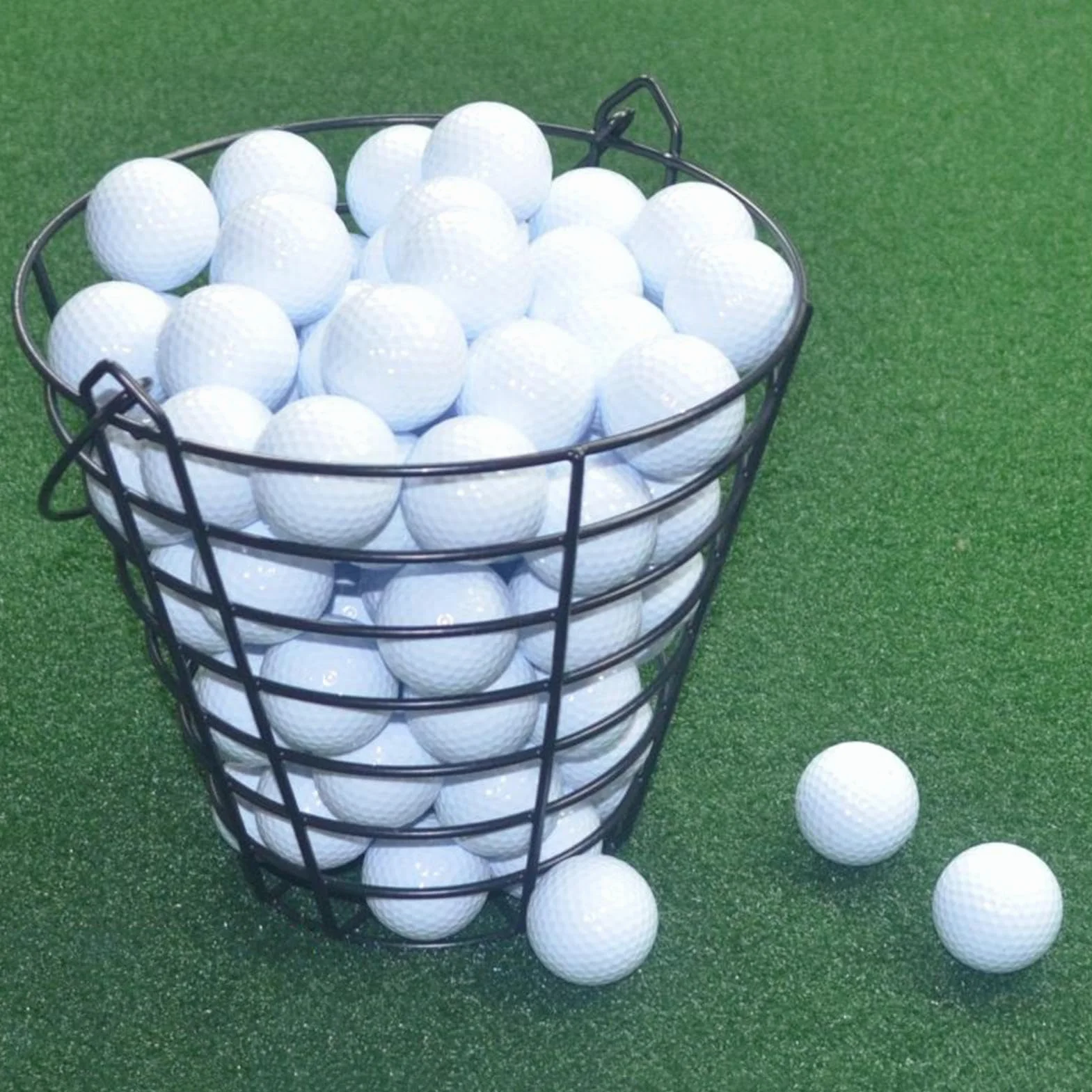 Panier pour Balles de Golf - Seau de Rangement 100 Balles - Grand Conteneur Fil Métallique avec Poignée