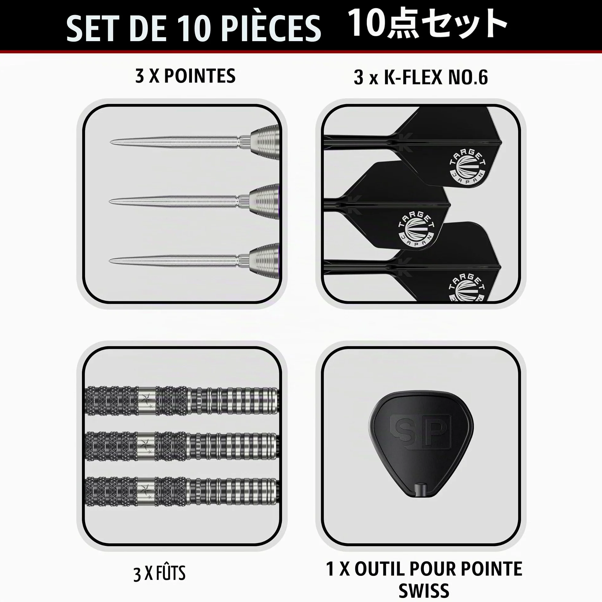 Target Japan Prime Series Sirius G3 90% Tungstène K-Flex Swiss Point Ensemble de fléchettes à Pointe d'acier, 23G | Yuta Hayashi KFlex Dart Flight, Swiss Nano Points, Pointes de fléchettes en Acier
