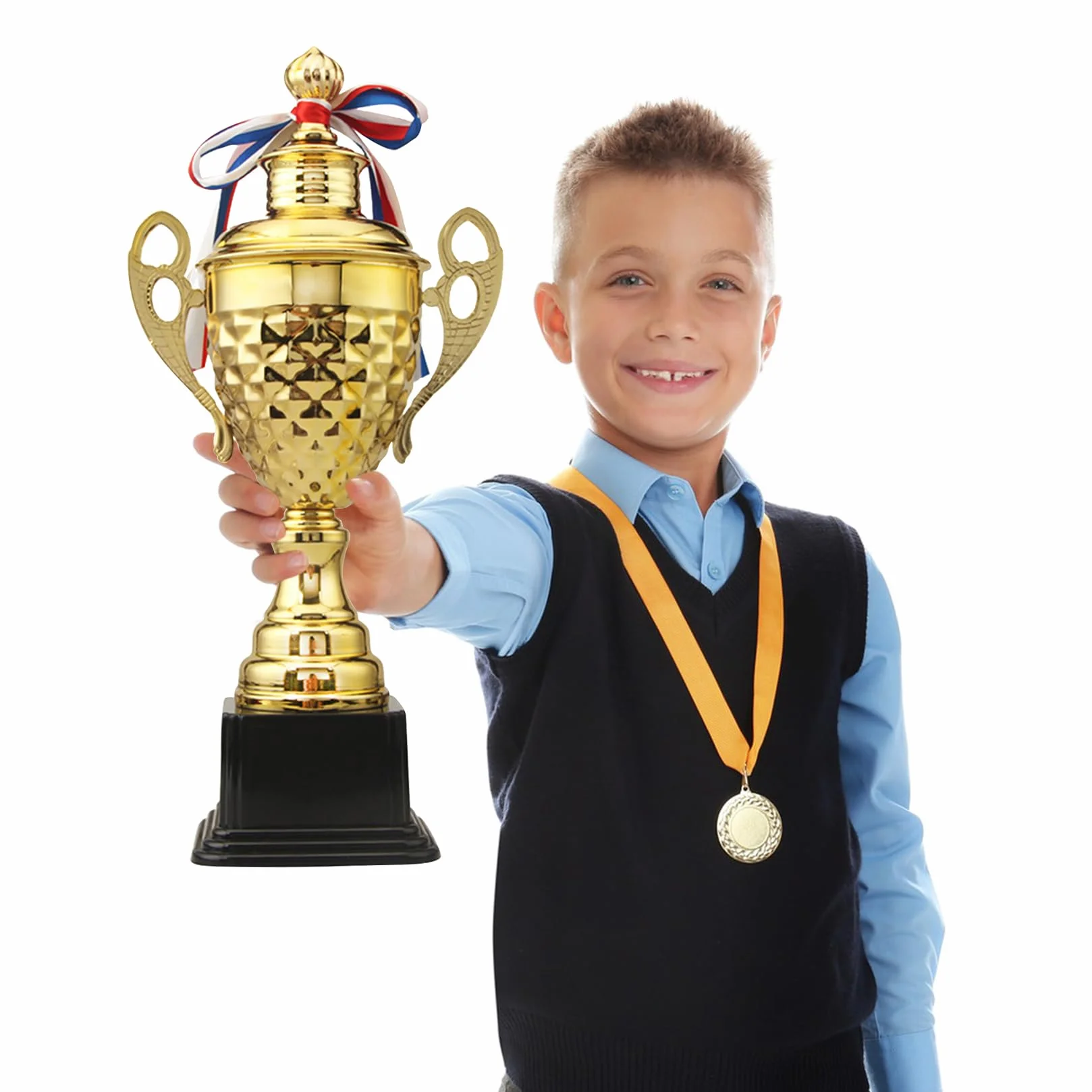 Trophée doré 37cm Grand Trophee pour Tournois Sportifs Compétitions Cérémonies et Fêtes