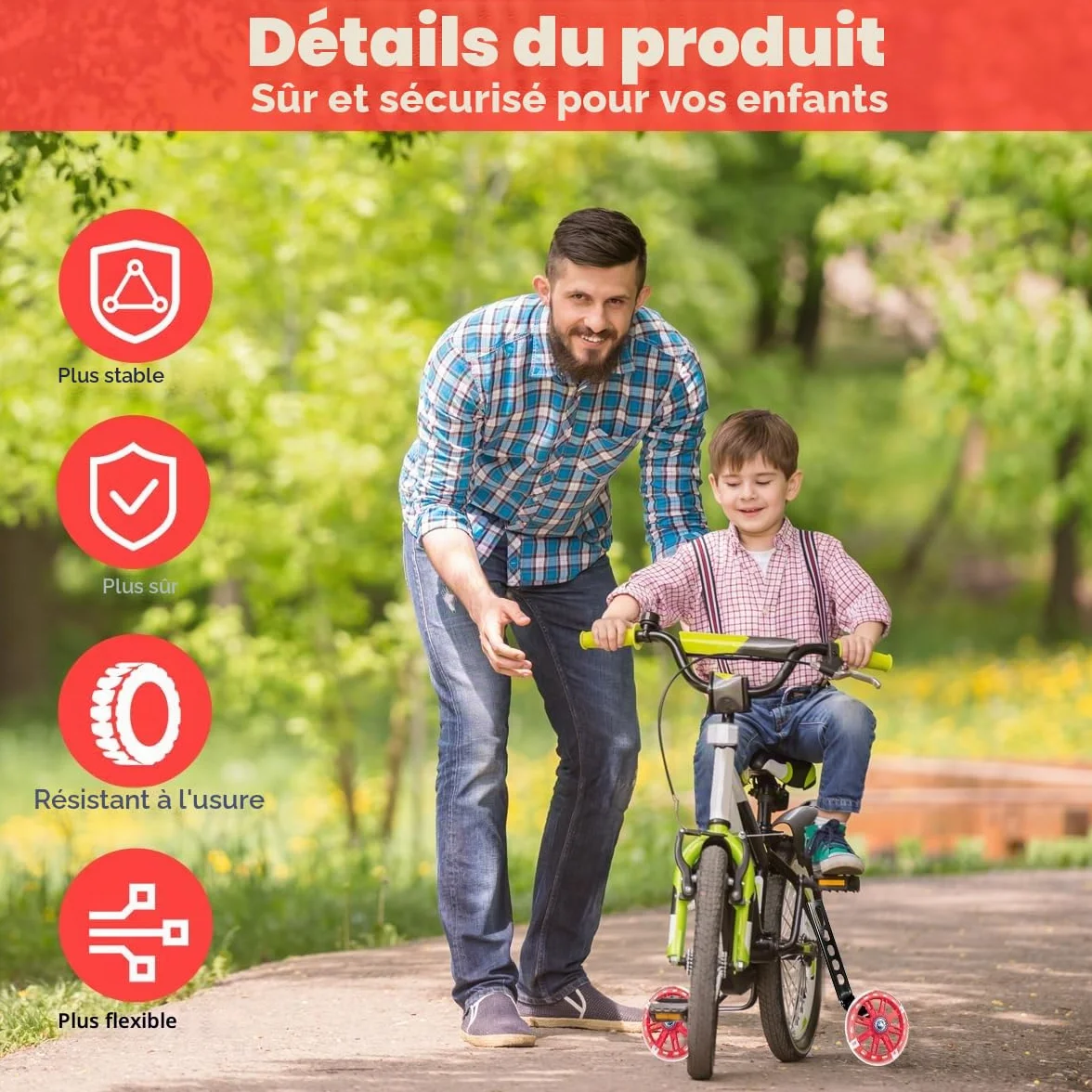 Roulettes Stabilisatrices Universelles 12-20 Pouces pour Vélo Enfant