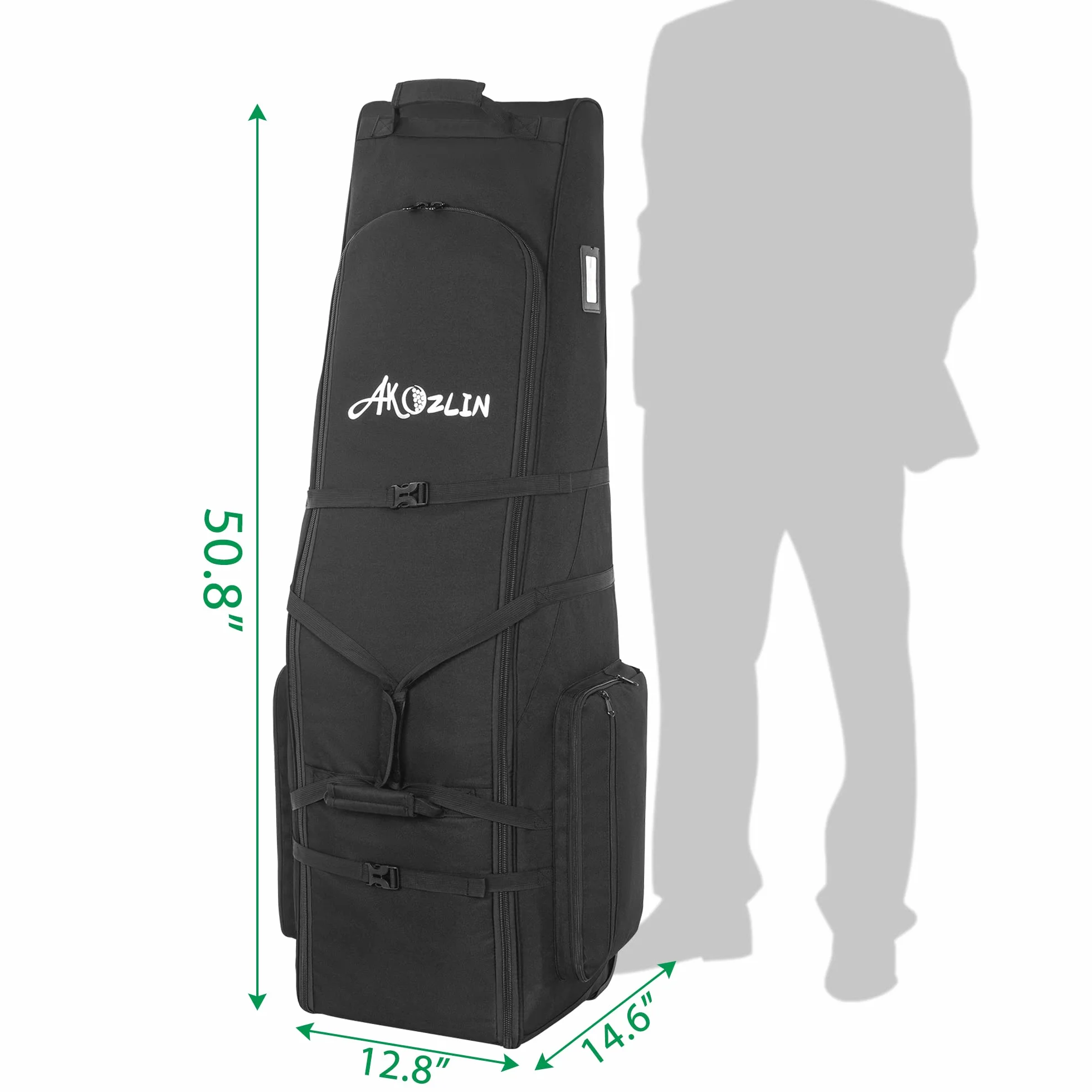 Sac de golf de voyage AKOZLIN avec roues 900D Oxford robuste rembourré pliable imperméable noir