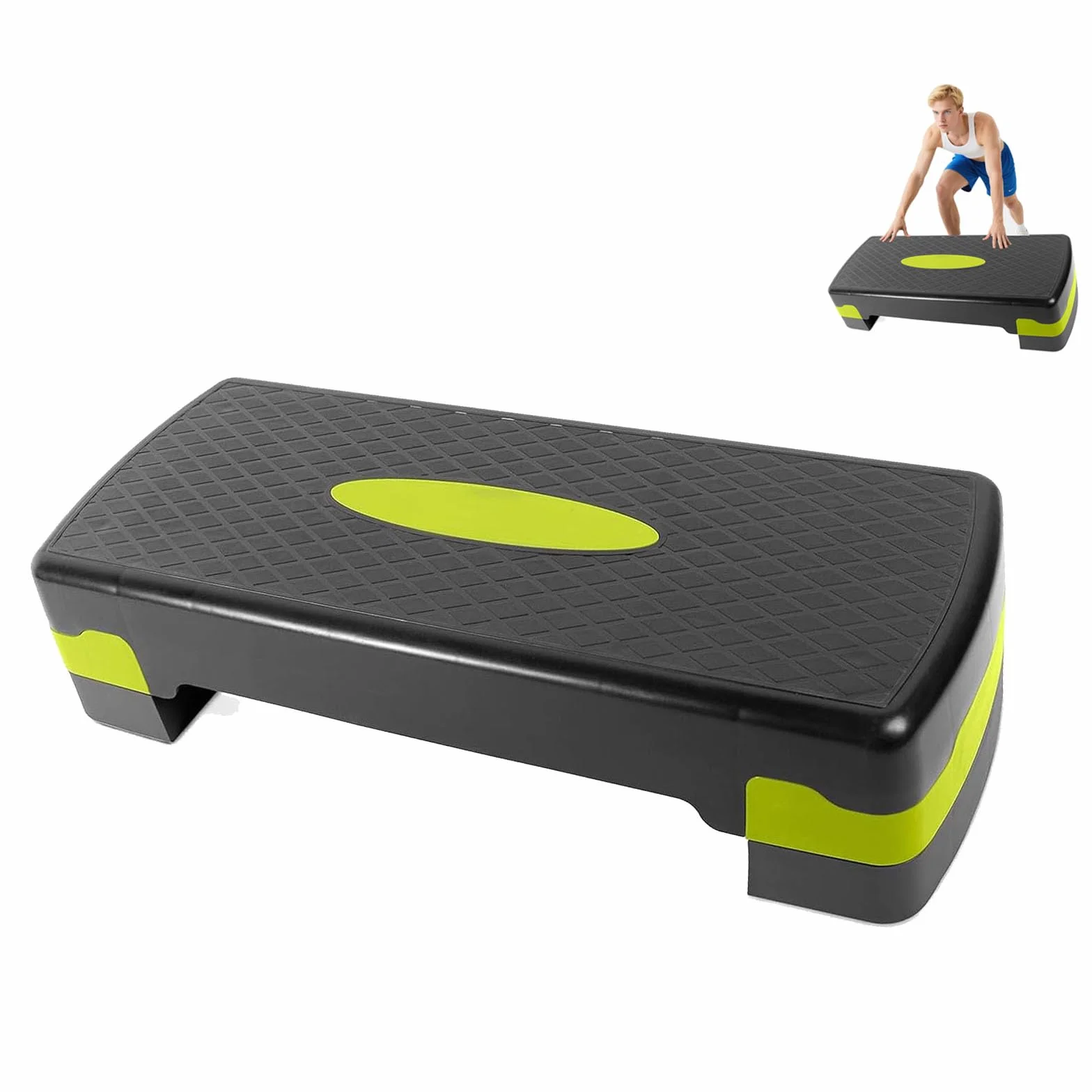 Planche de Step Fitness 68 cm Ajustable Antidérapant Hauteur Réglable 10-15 cm pour Entraînement Aérobic Musculation