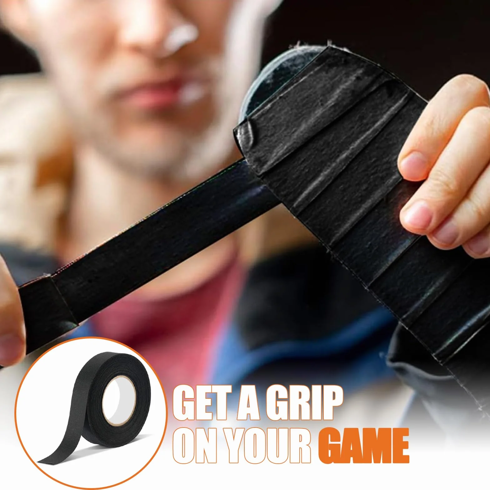 2 Pièces Grip Tape Noir Ruban Adhésif Anti-Dérapant 25M x 25MM Hockey Bâton Badminton Raquette