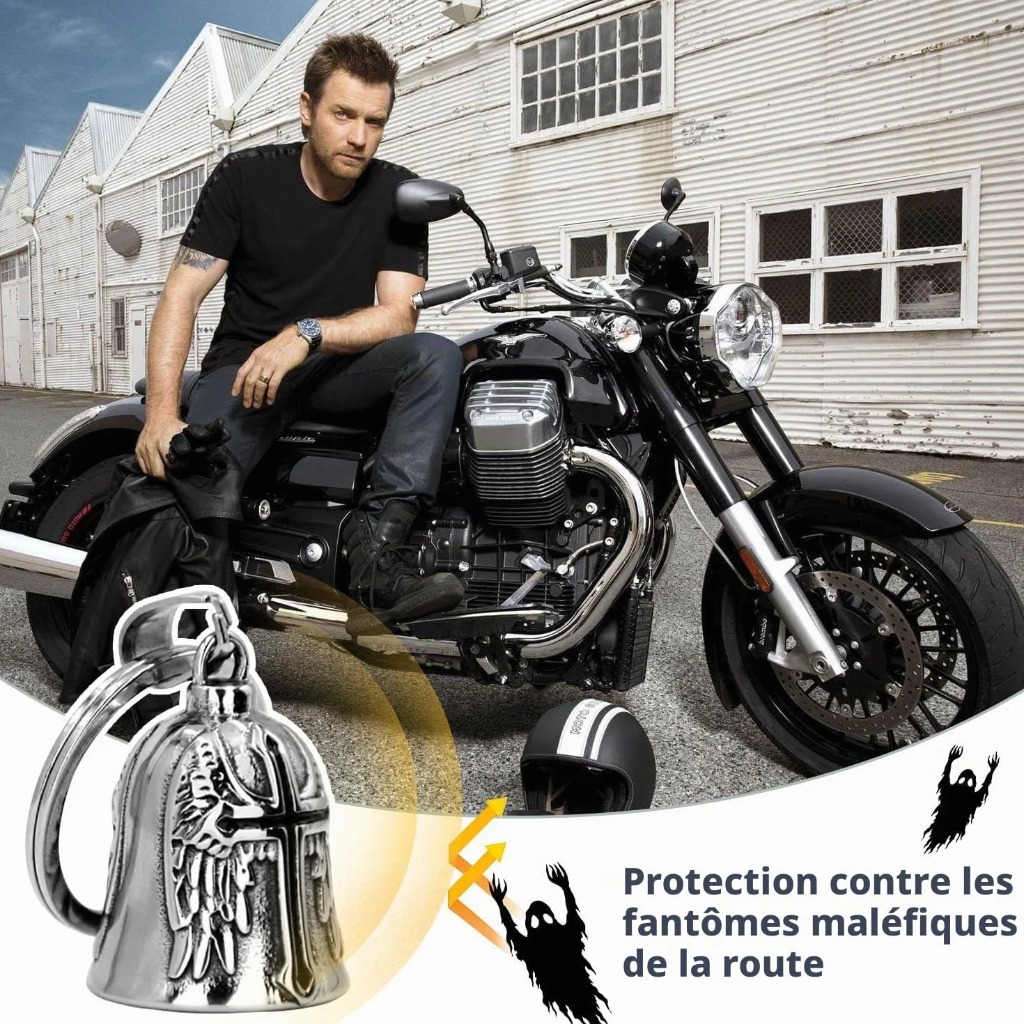 XNZMYN 2 Pièces Fahrradglocke, ölig Guardian Bell Motorrad, Motorrad Glöckchen, Motorrad Glocke Glücksbringer mit Ring Zum Aufhängen, für Segne Den Frieden