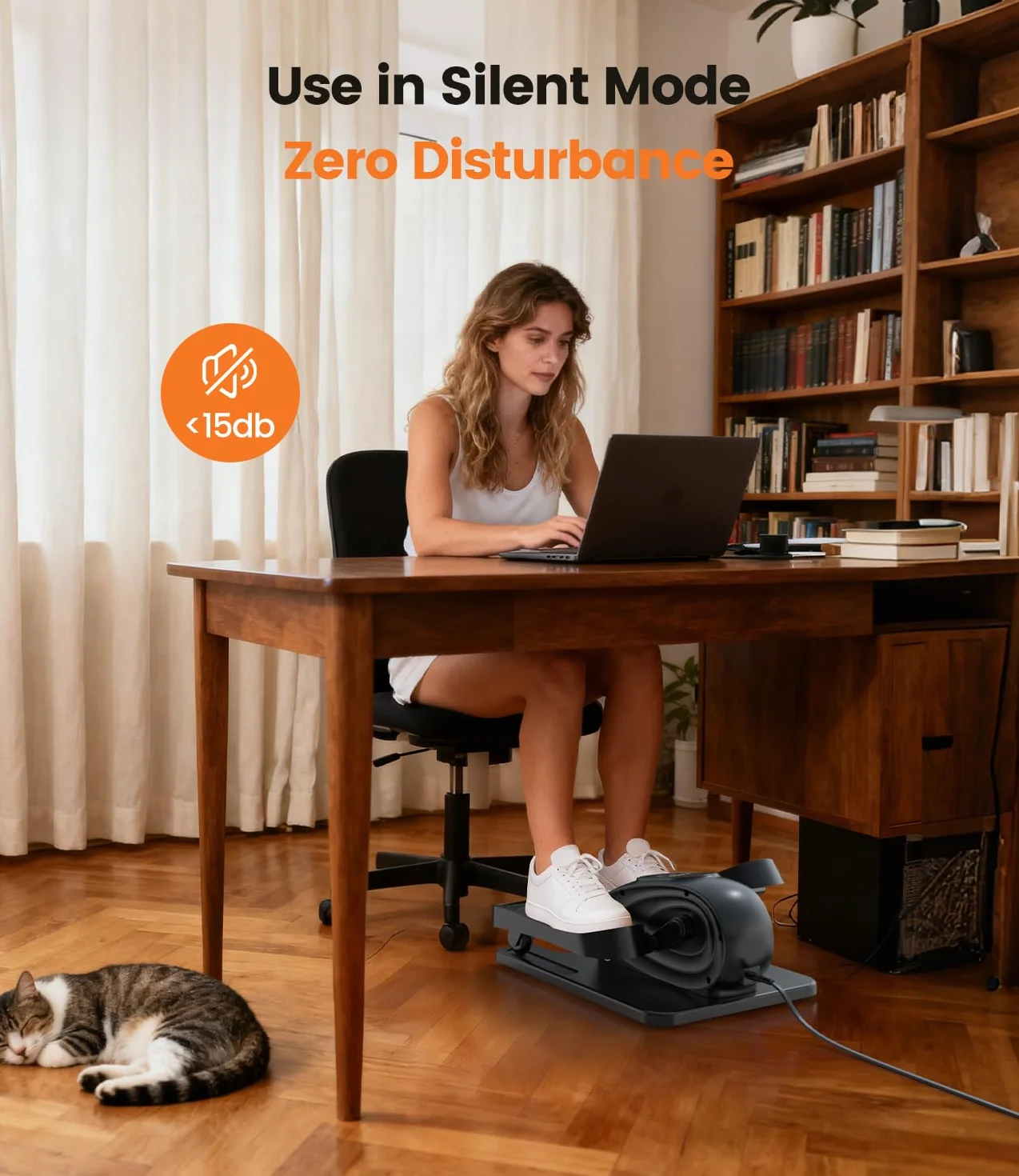 Vélo Elliptique Électrique de Bureau, Ultra Silencieux, 15 Vitesses, Manuel & Automatique, avec Télécommande et Écran LCD