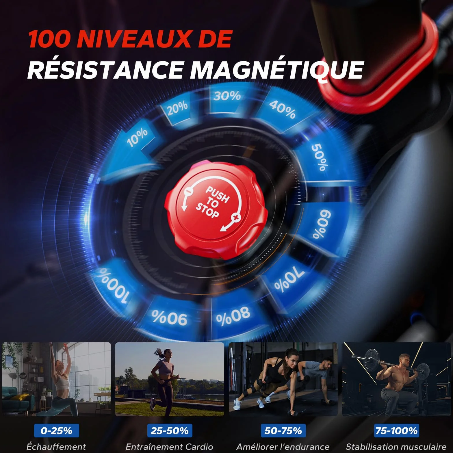 MERACH Vélo d'Appartement Résistance Magnétique Fitness Intérieur Silencieux Écran LCD Support Tablette