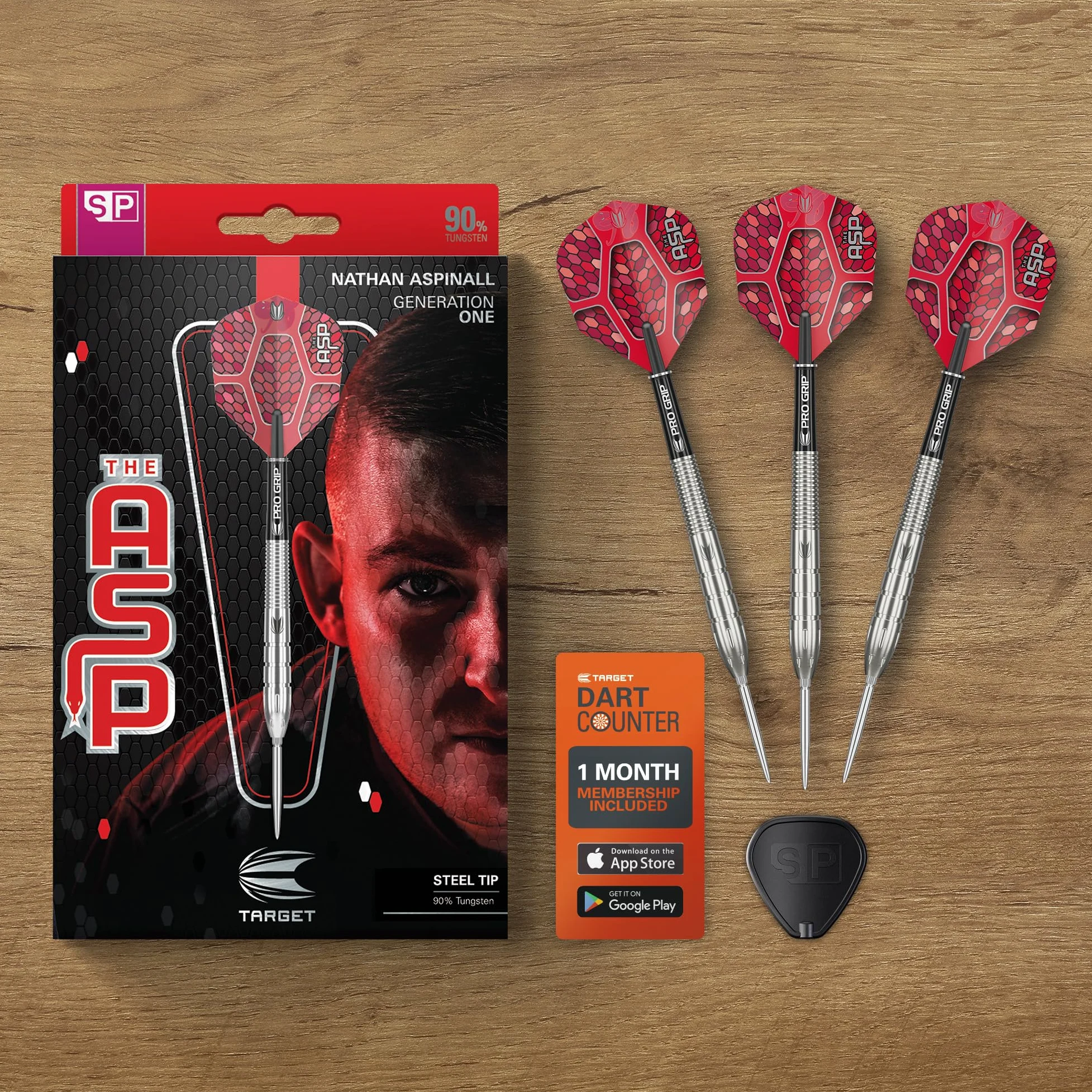 Target Darts Nathan Aspinall Generation 1 Fléchettes à Pointe d'acier, 90% Jeu de fléchettes en tungstène, 22G/24G/26G | Fléchettes G1 Player Edition avec Pointes suisses ou Points Fixes, Pro Grip