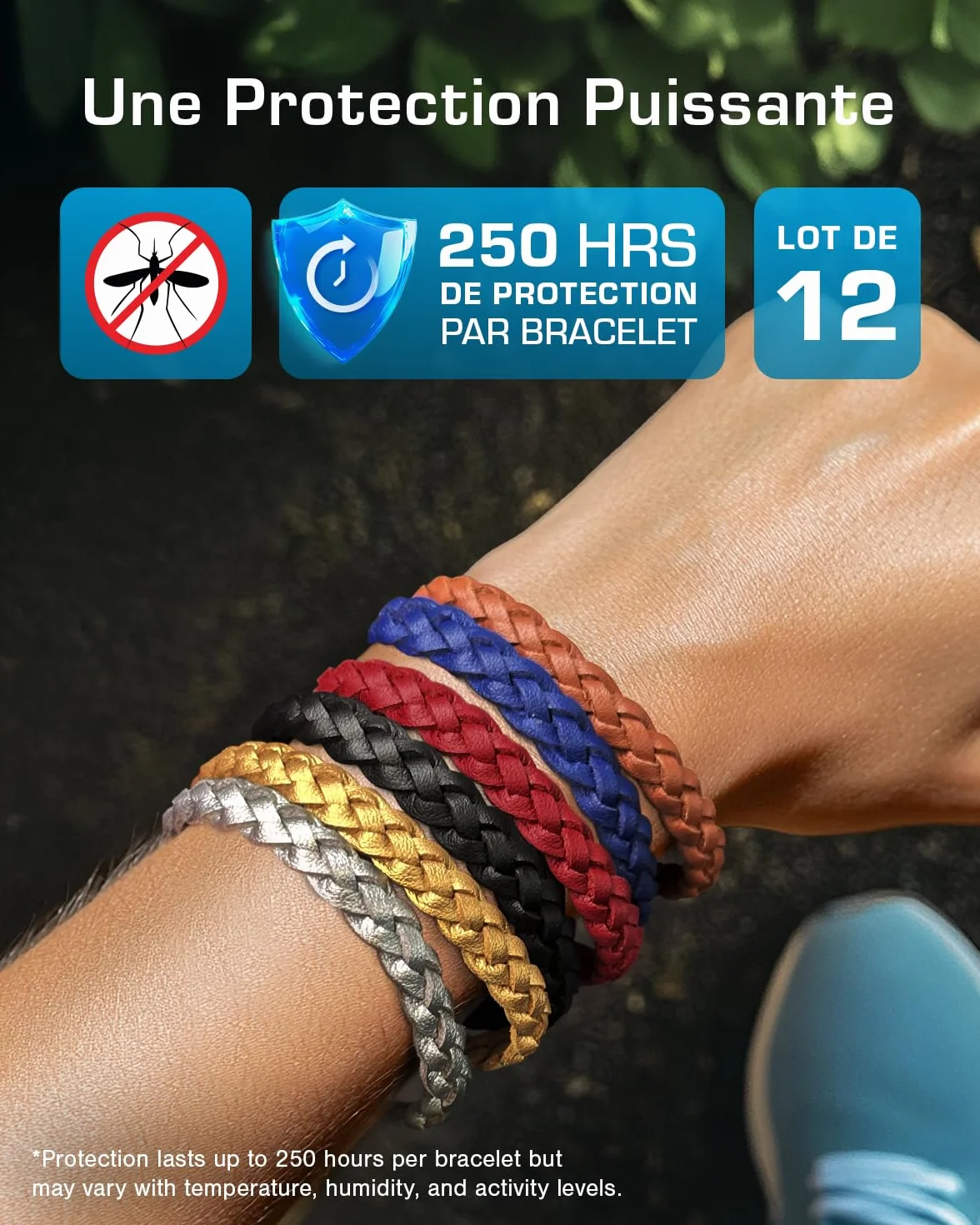 Active Era Bracelet Anti-Moustique en Cuir pour Enfant & Adulte Lot de 12 – Répulsif Naturel 100% Sans DEET, Imperméable