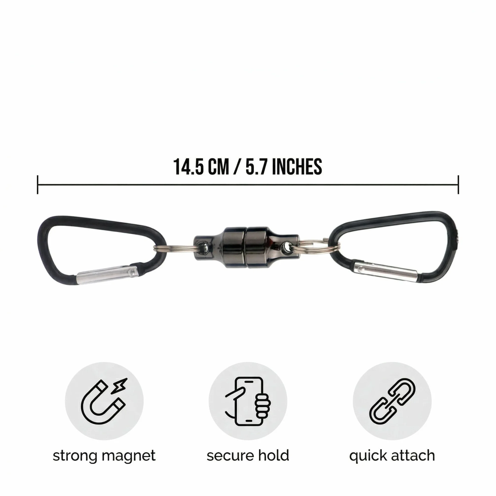 Filets de pêche et accessoires 1 paire de mousquetons magnétiques avec anneaux en D, système de largage magnétique pour filet, clip magnétique, connecteur pour épuisette