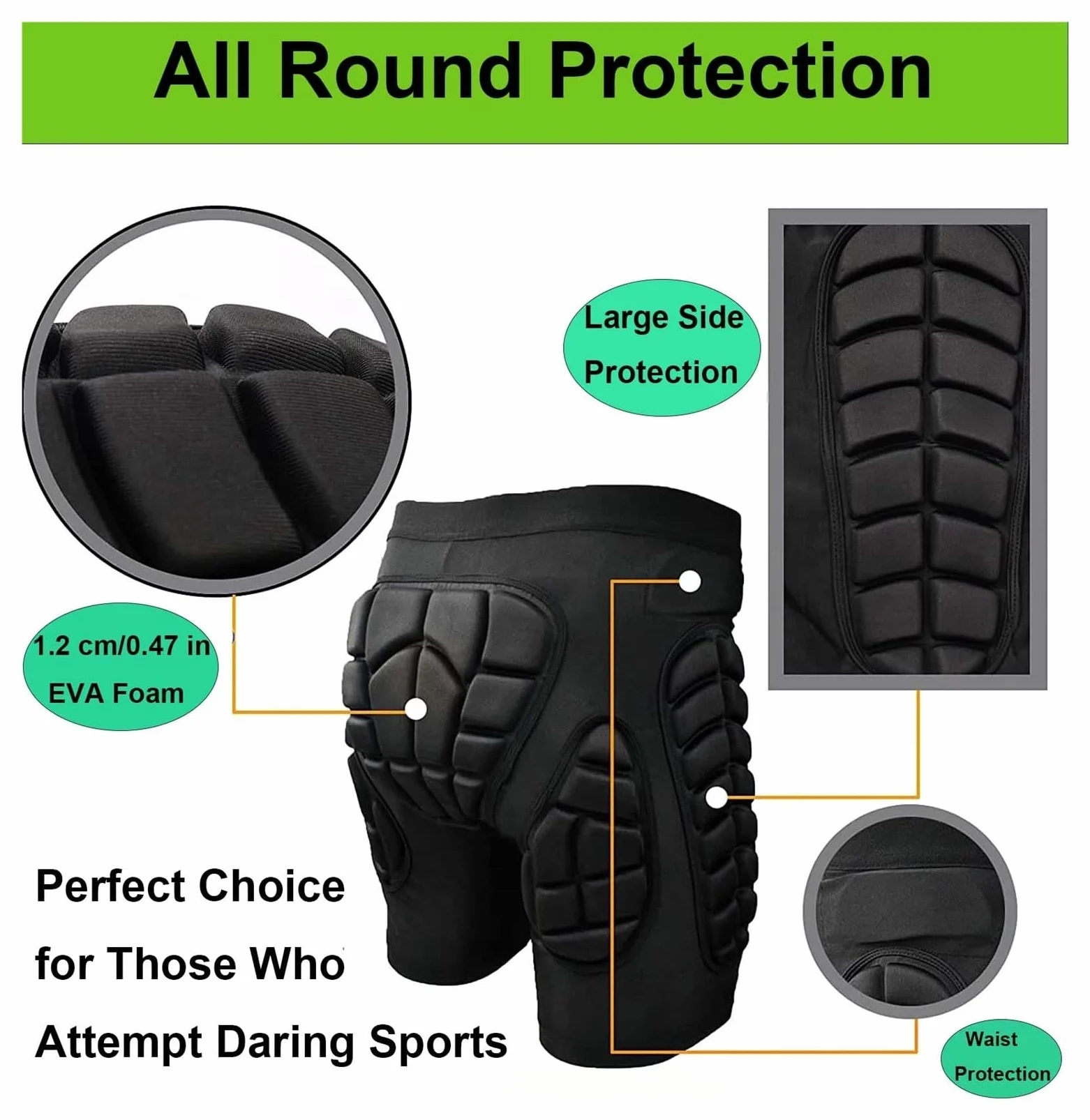 WEITING Butt Pad Shorts for Patinage Snowboard Ski Hockey, Équipement for Ski Patinage Snowboard Skateboard