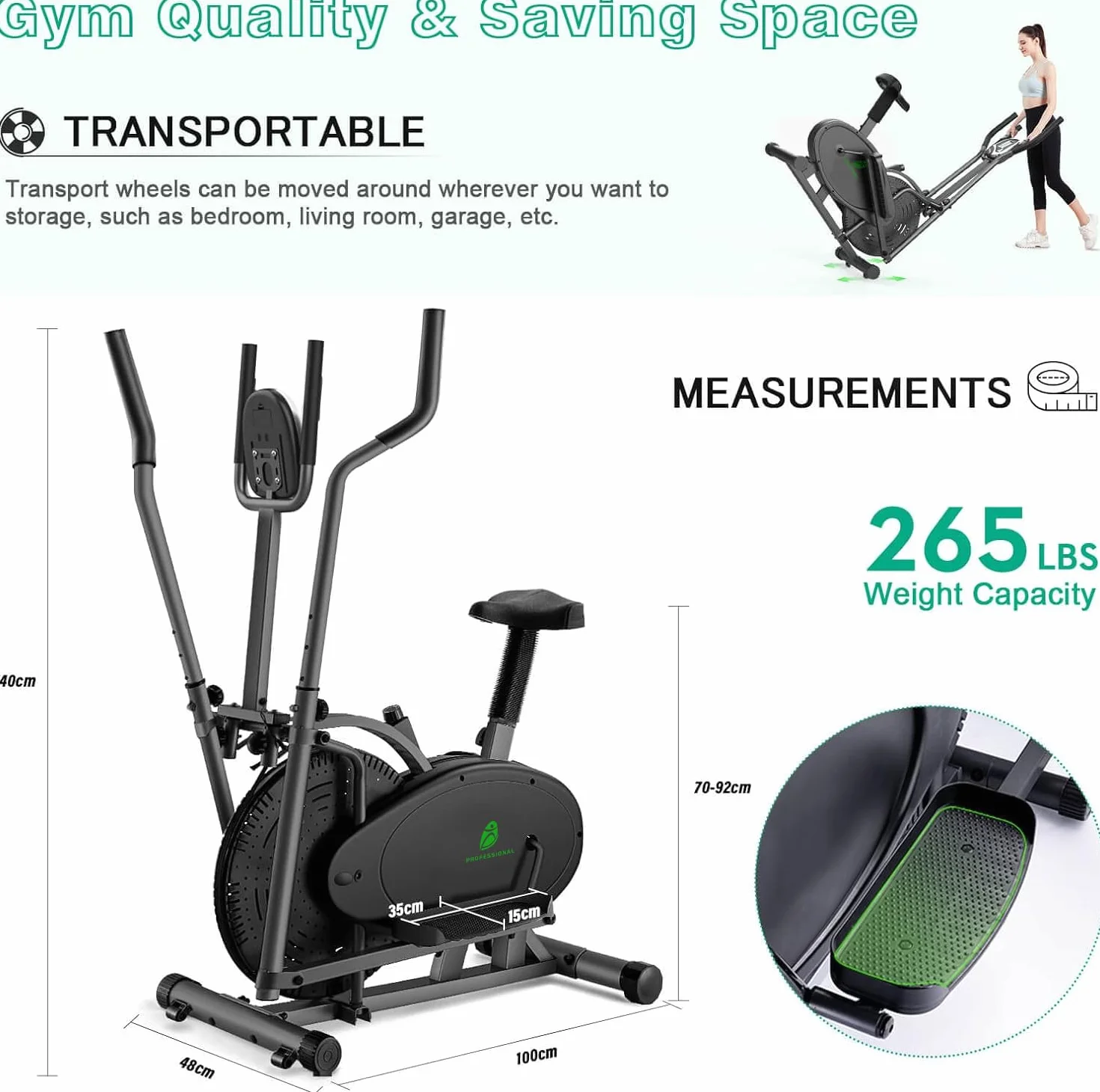 NEEZEE Vélo elliptique pour la maison avec Smart LCD Monitor, siège, entraînement fitness