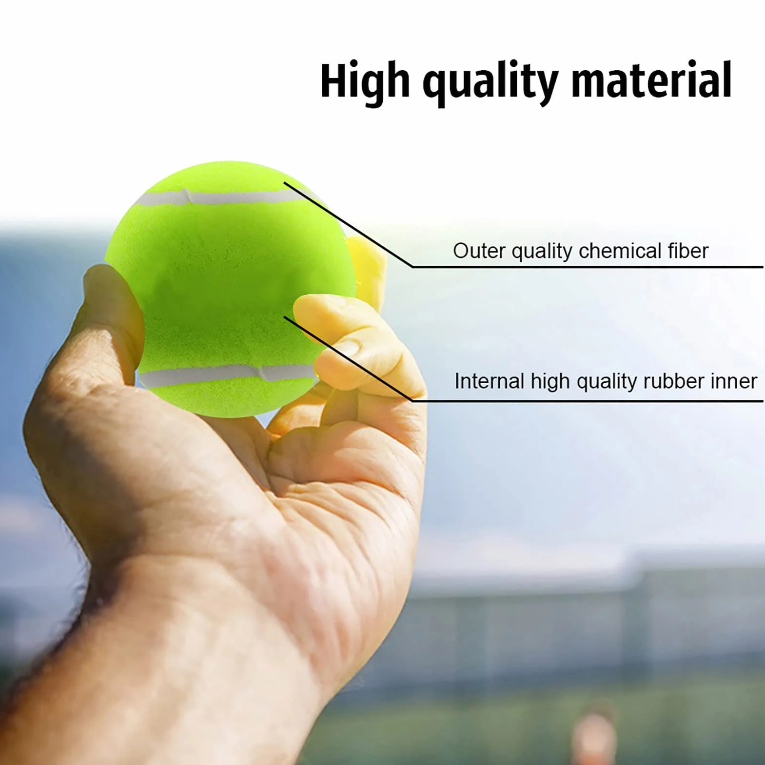 Balle de Tennis Haute Elasticité Formation Compétition 3 Pcs