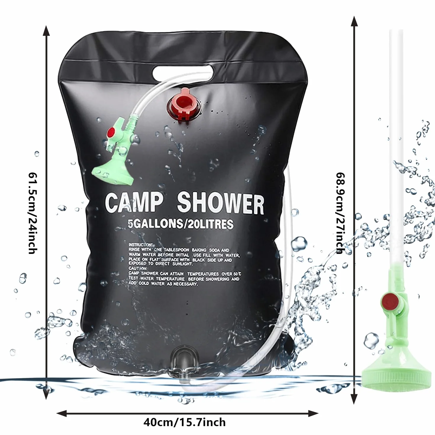 ECtury Douche Solaire 20L Camping Portable Randonnée Extérieure