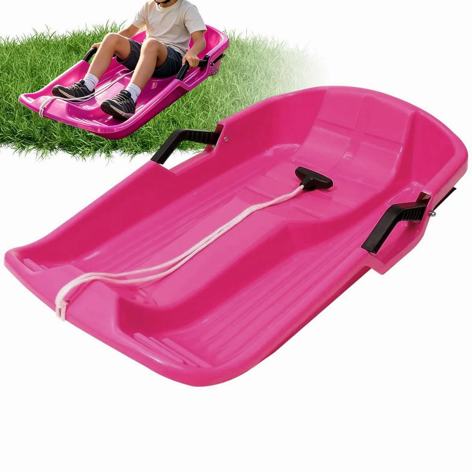 Luge De Neige Enfant Toboggan d'hiver 2 Places avec Corde De Traction | Planche Luge Neige Hiver Pour Plage Sable Glace Pentes Descentes Garçons Filles