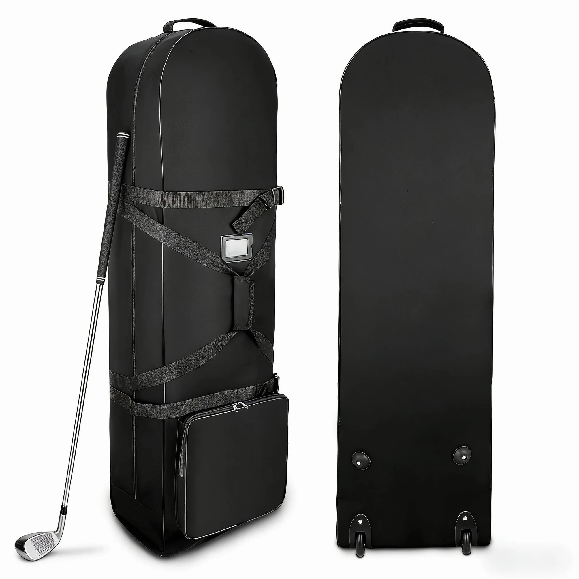 Sac de Voyage Golf avec Roues 128x38x23cm Oxford 900D Pliable Résistant à l'Eau Noir