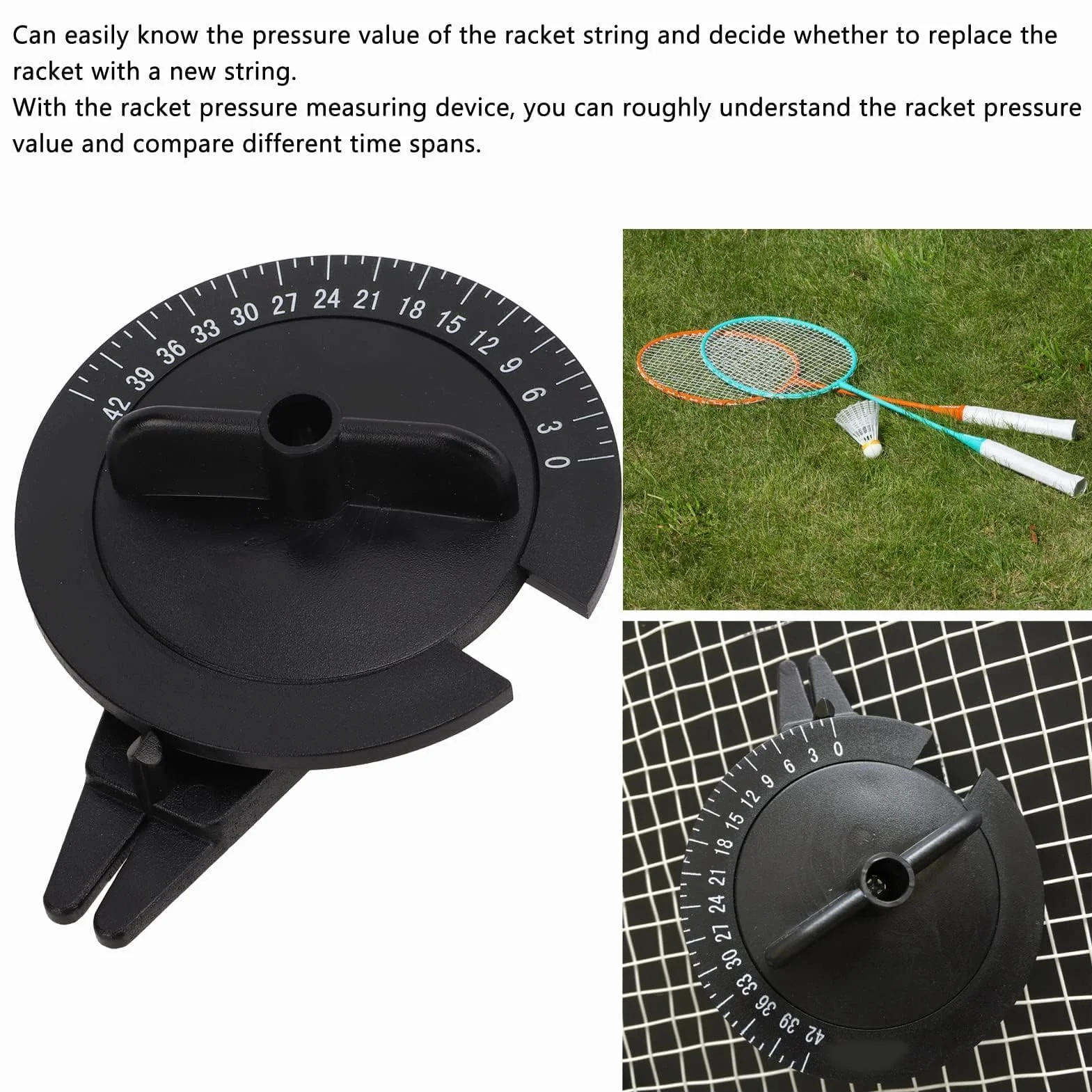 Testeur de Tension de Corde de Badminton en Plastique Dur, Calibrateur de Raquette, Mesure Précise