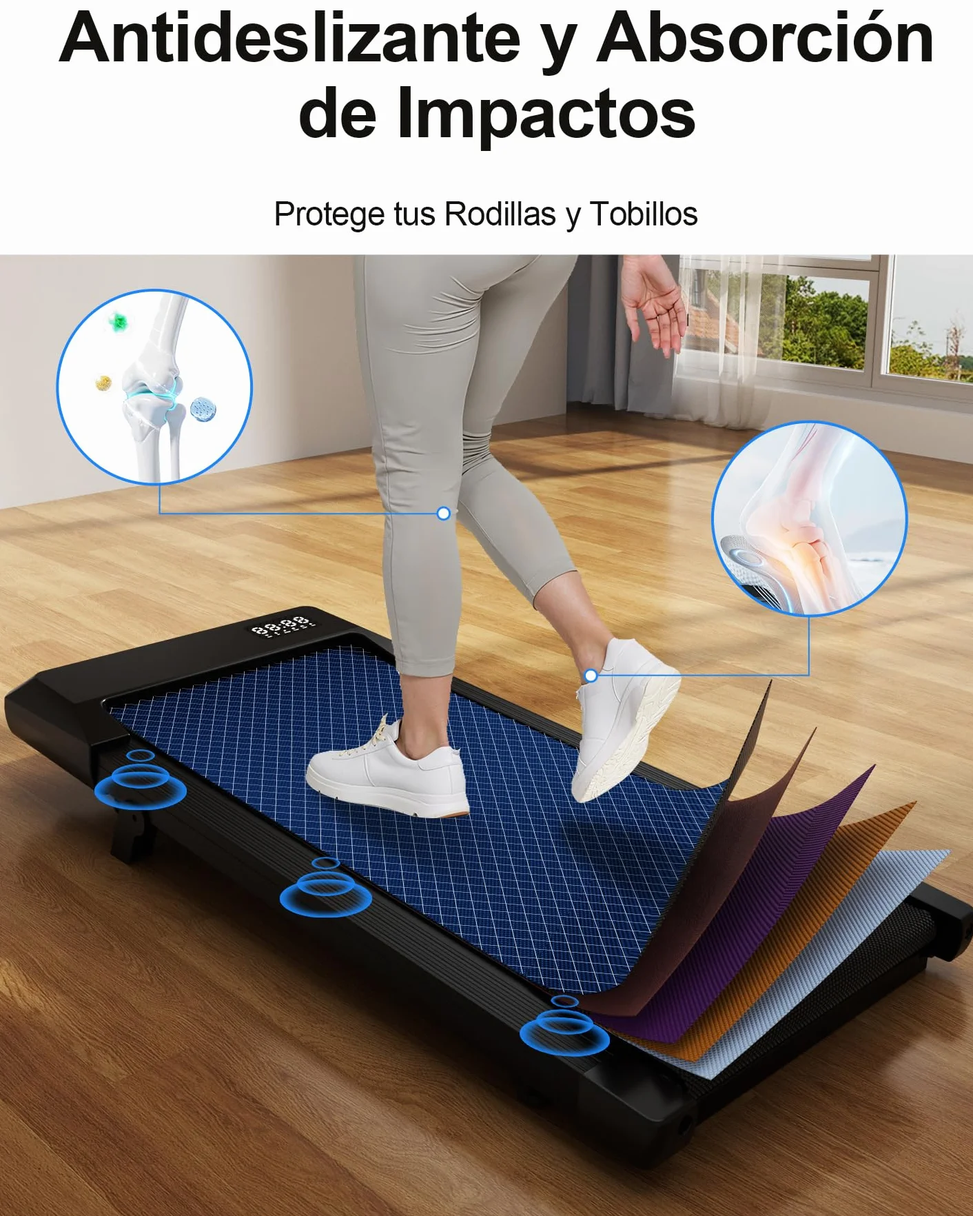 Copant Tapis de Marche avec LCD Écran, 2.5 HP Walking Pad, APP & Télécommande, Charge Max 136 kg, 1.5-6 km/h