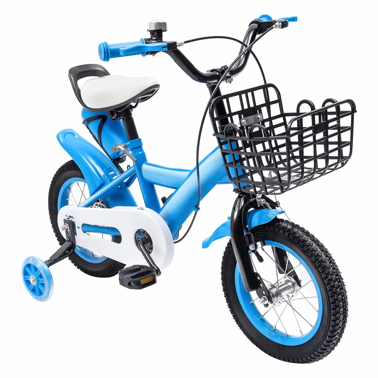Vélo enfant 12 pouces double freins 2 roues entraînement panier rangement 2-4 ans