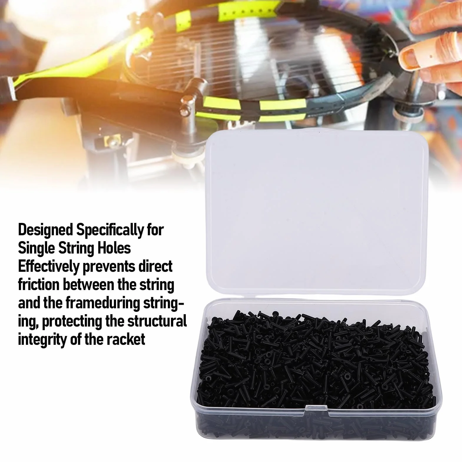 Épaisseur en Nylon Vigoureuse de Chapeau du Matériel 2.1x8.3mm 0.8mm D'oeillets de Raquette de Badminton de Réduction de Bruit