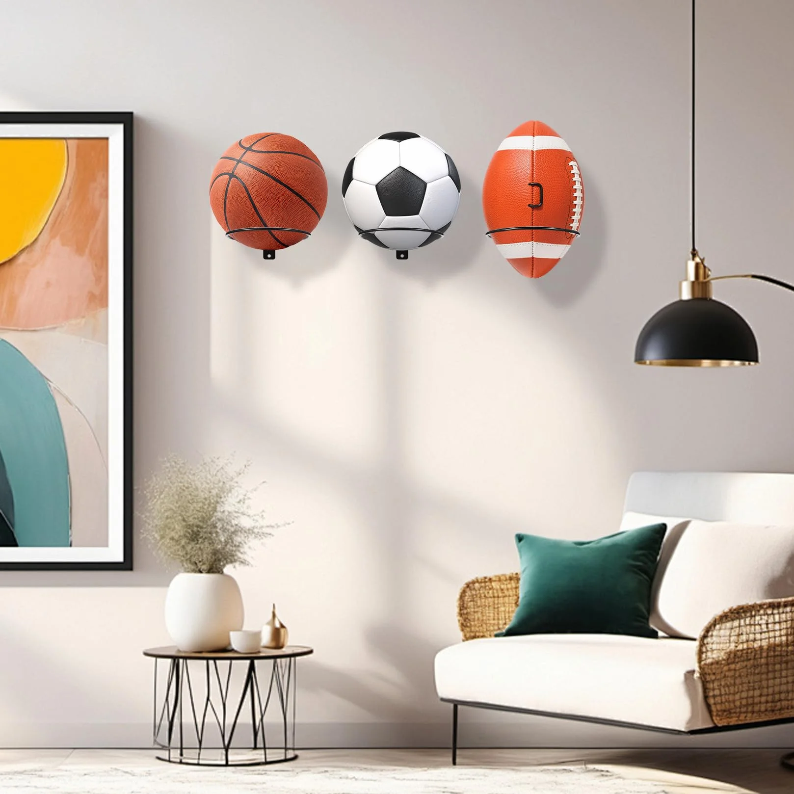 Support Mural Ballon Foot Basket 6 Pcs Rangement Ballon