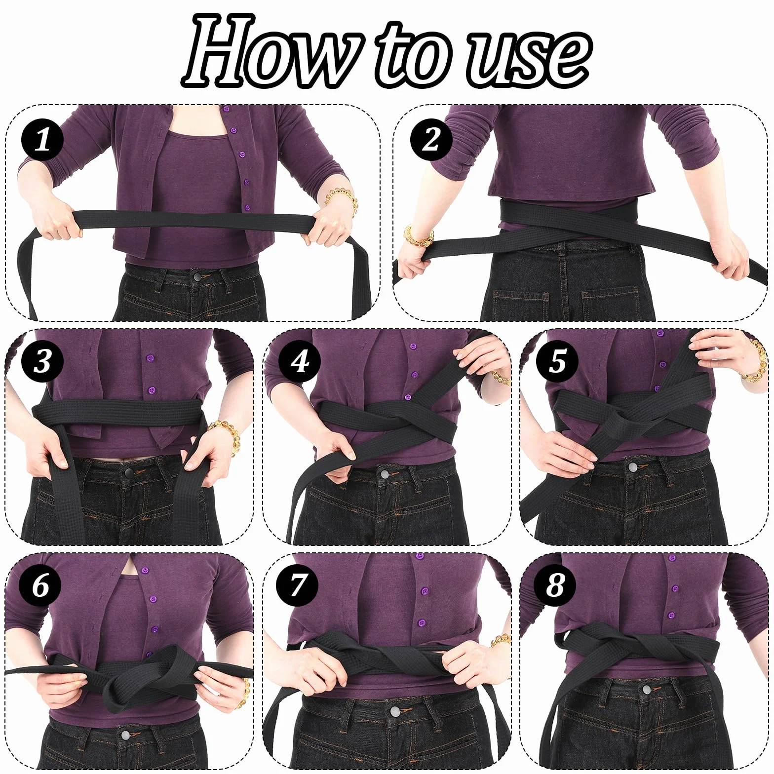 Ceinture de Jiu Jitsu 280 cm Coton Résistant Noir