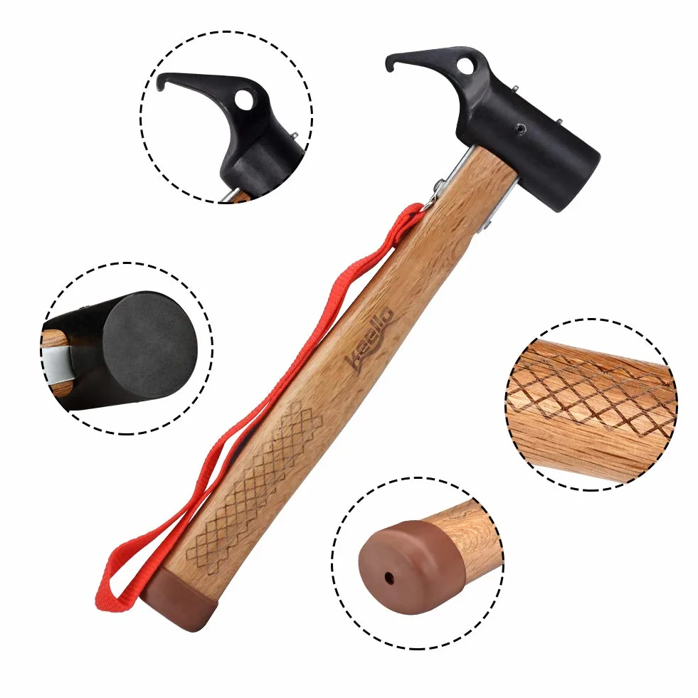 Maillet en Bois Marteau Multifonctions pour piquets de Tente avec Cordon
