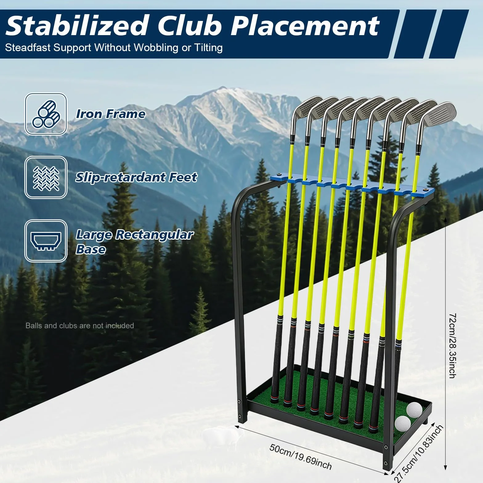 Support de putter de golf en métal robuste pour 9 clubs