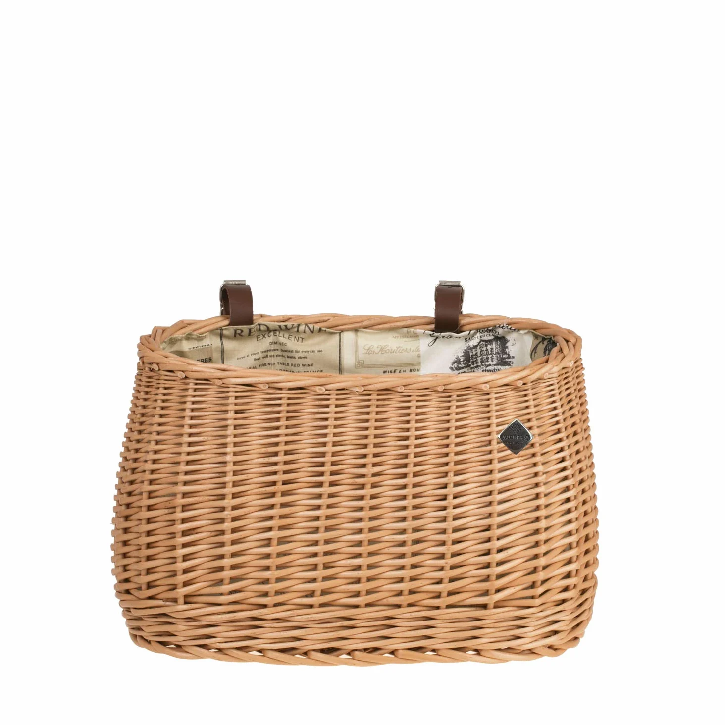 Panier,Basket,Panier de Guidon de vélo en Osier avec Deux Sangles en Cuir (Naturel)