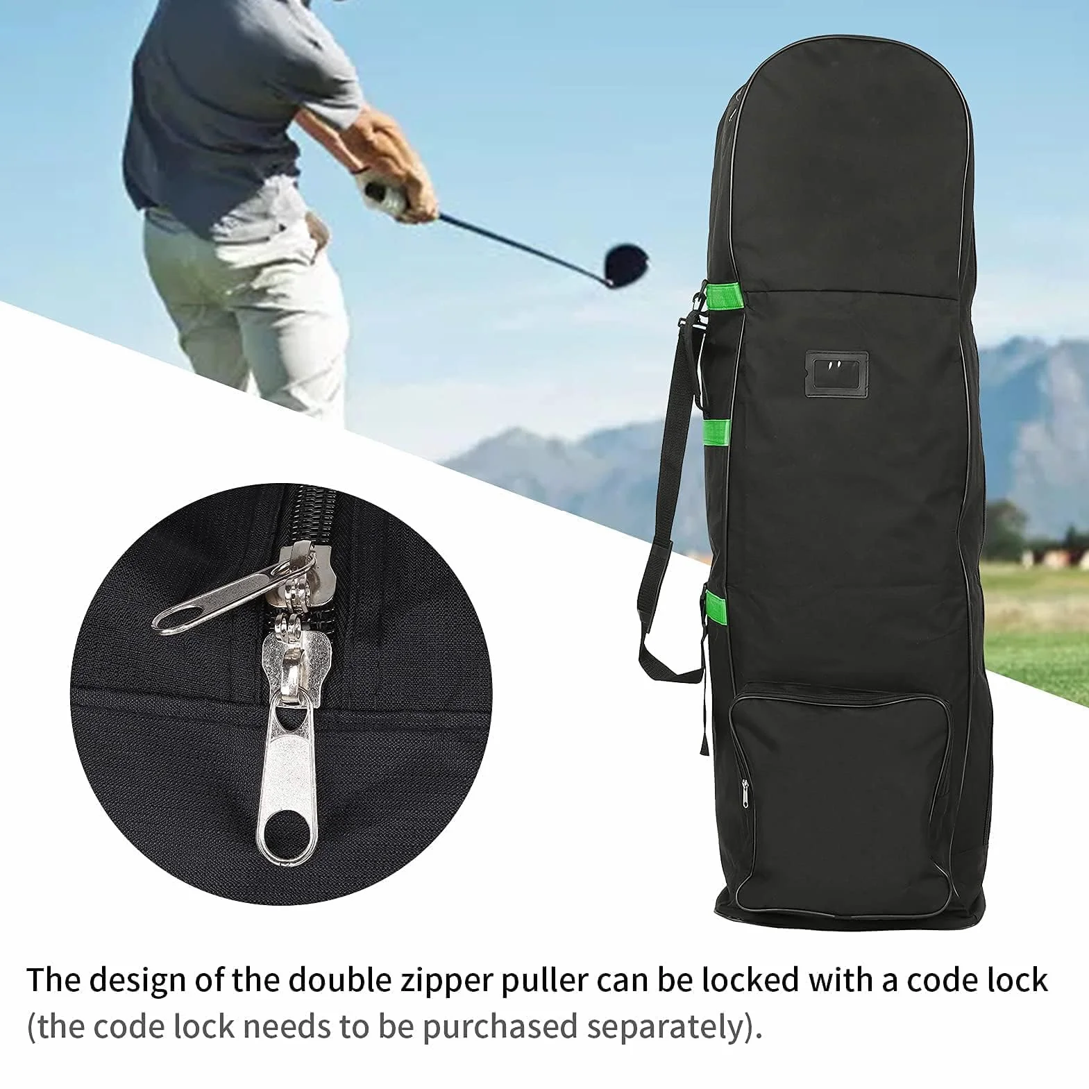 VBESTLIFE Sac de Voyage de Golf avec Roulettes Pliable 600D Oxford Vert
