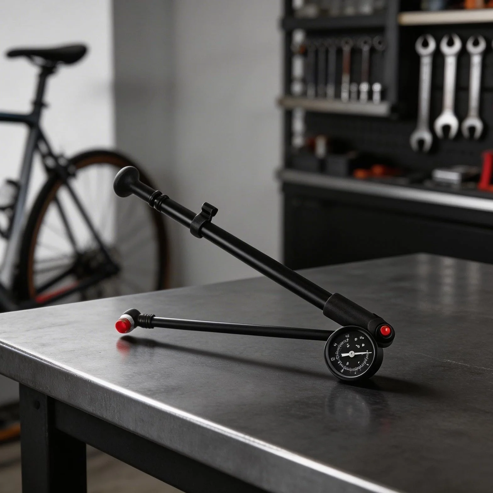 Pompe à chocs de vélo 300 PSI en aluminium pour VTT suspension fourche amortisseur arrière pneu valve double AV PV