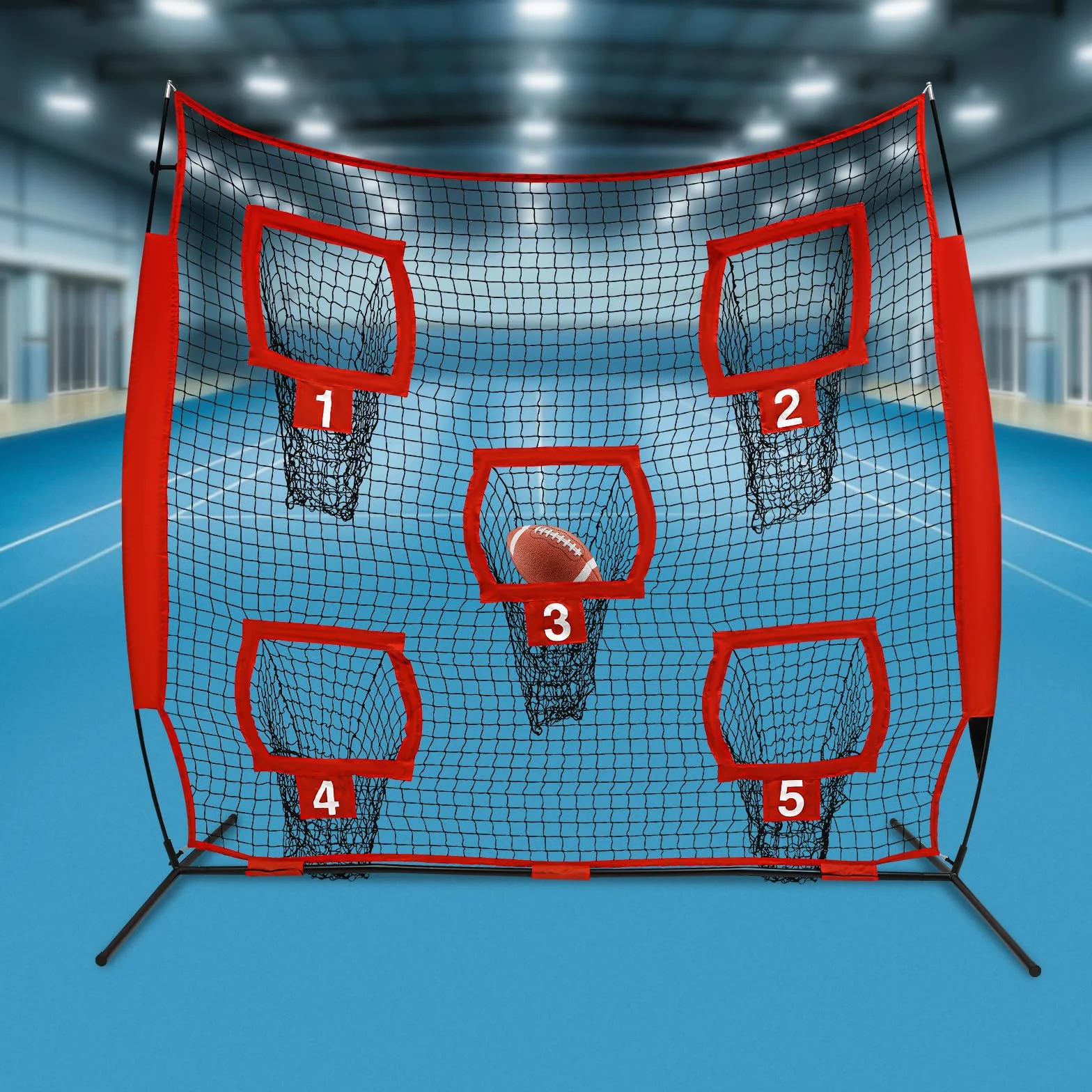 Filet de rugby avec 5 poches cibles, cadre pliable, sac de transport