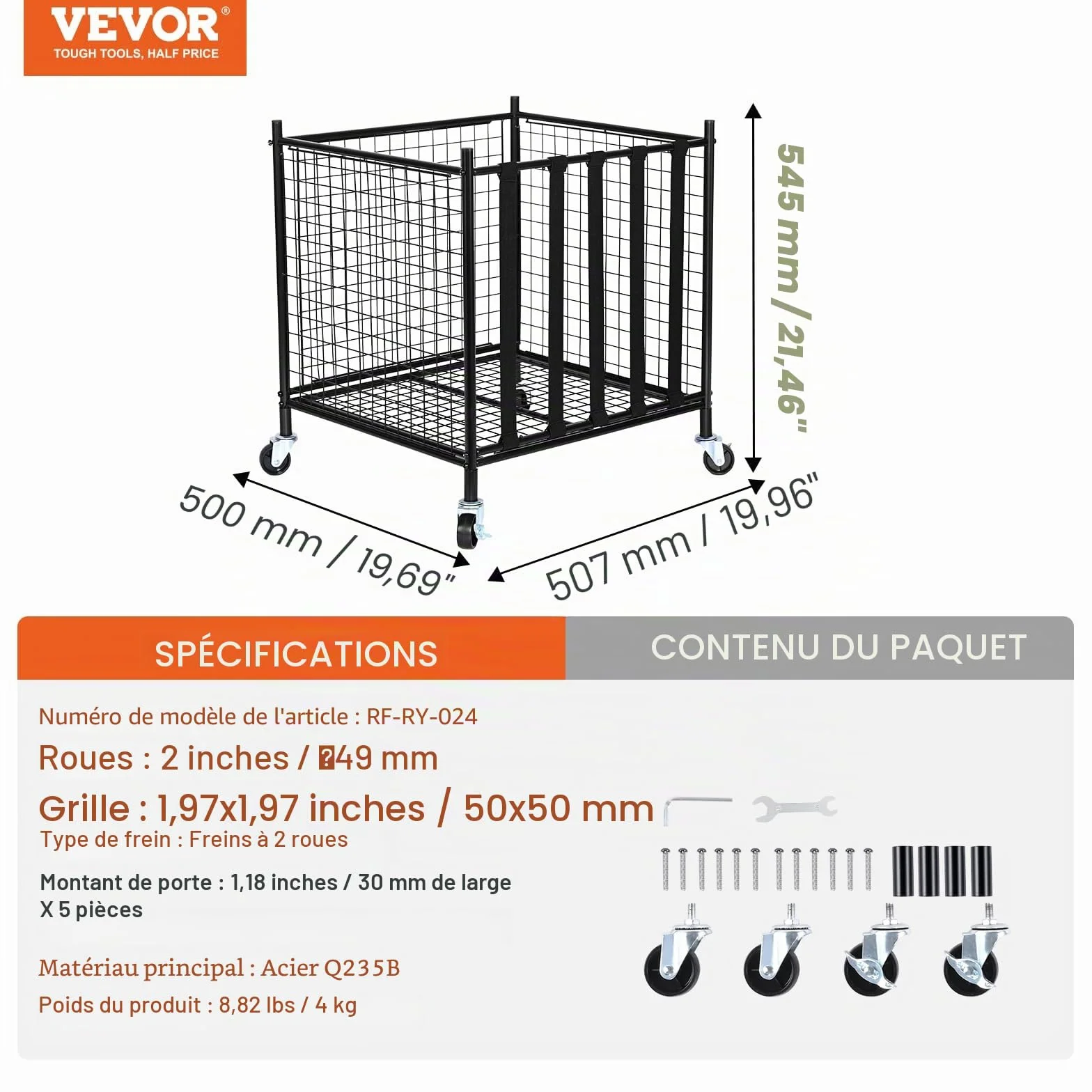 VEVOR Chariot de Rangement à Roulettes pour Ballons de Sport, Cage de Basket-Ball Verrouillable