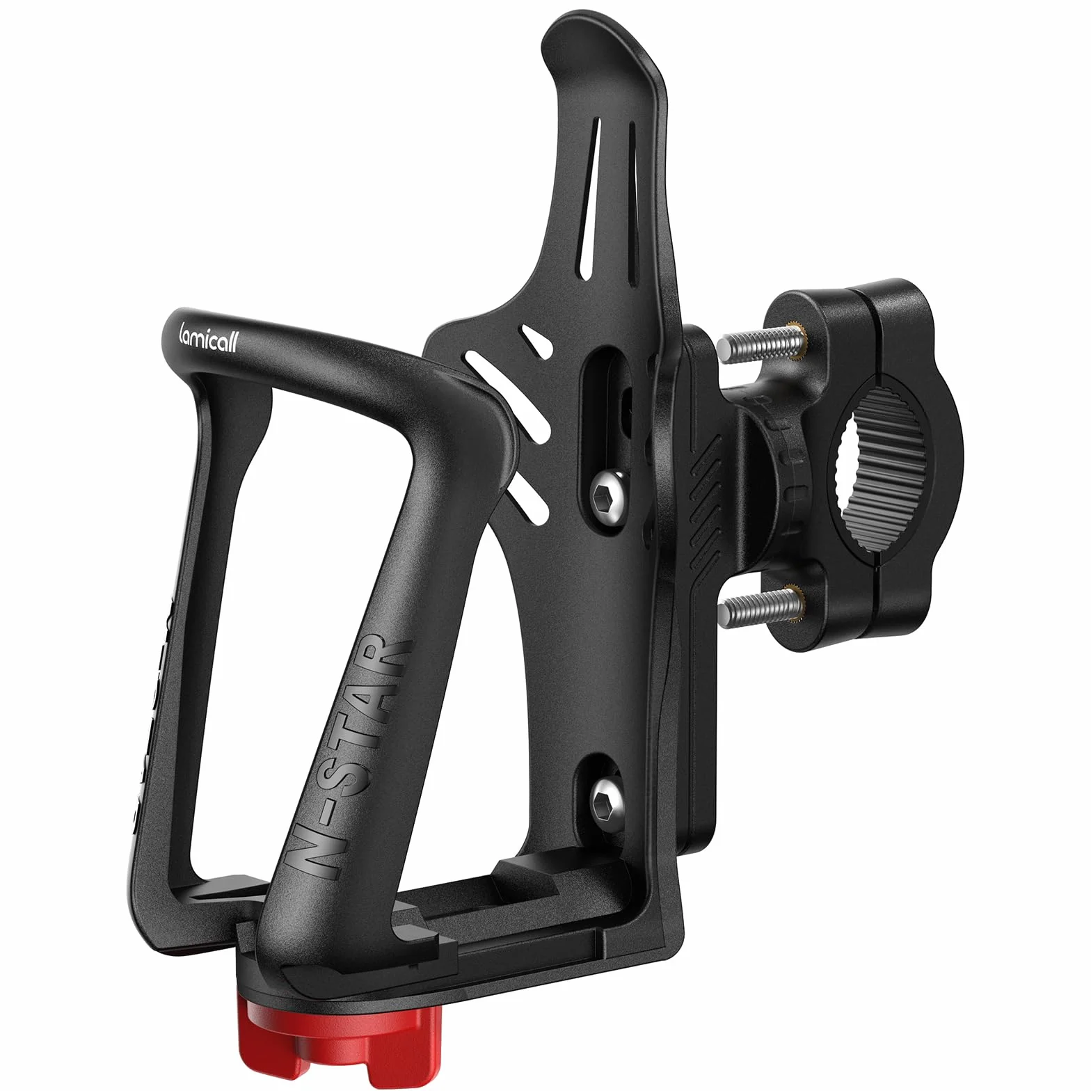 Lamicall Porte Bidon Vélo, Porte Gourde Vélo pour Bouteilles 48-71mm, Guidon Cadre, Taille Réglable, Outil à Vis, Porte-bidons Durables VTT Noir