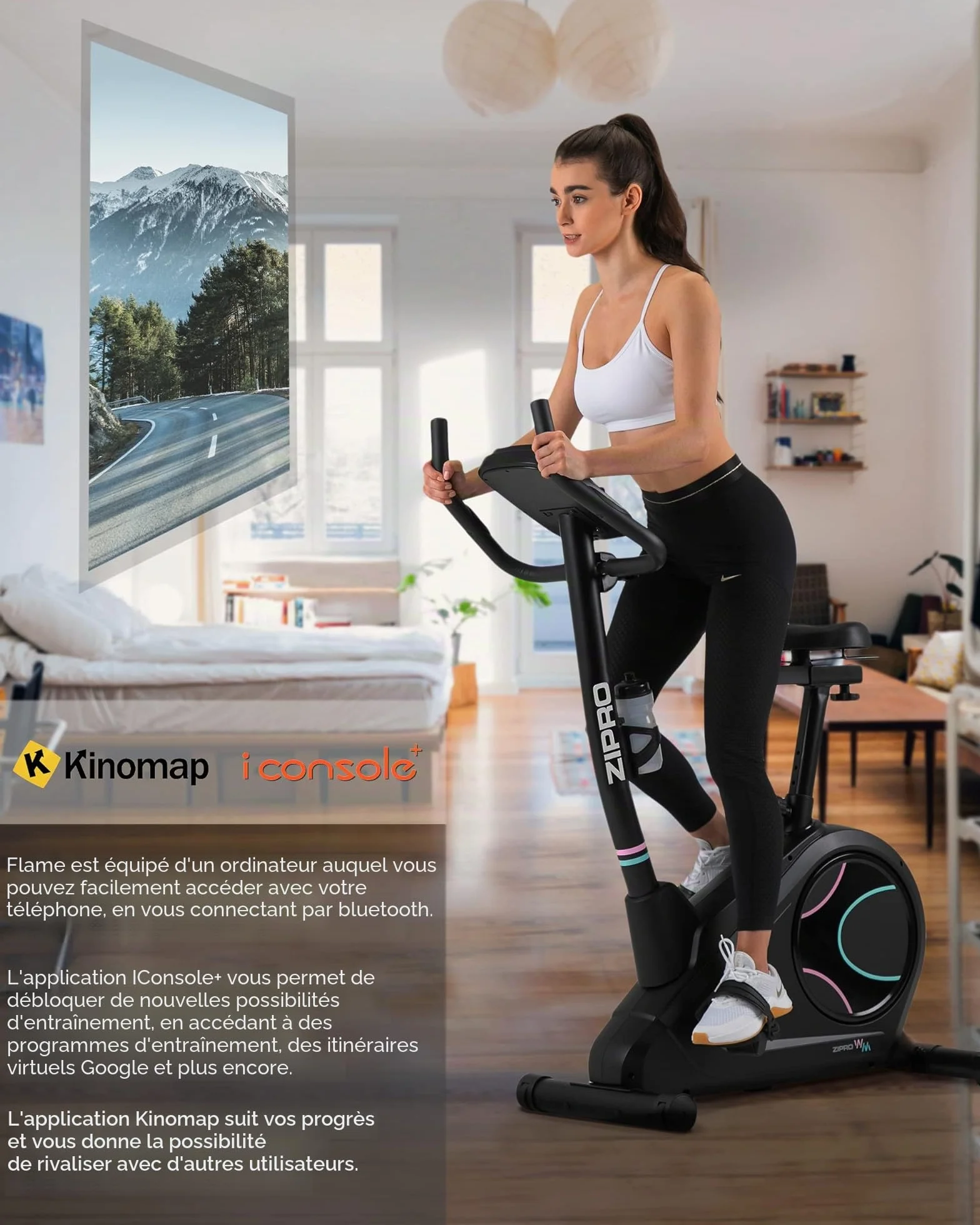 Zipro Vélo d'appartement magnétique Flame Ergomètre Fitness 150 kg