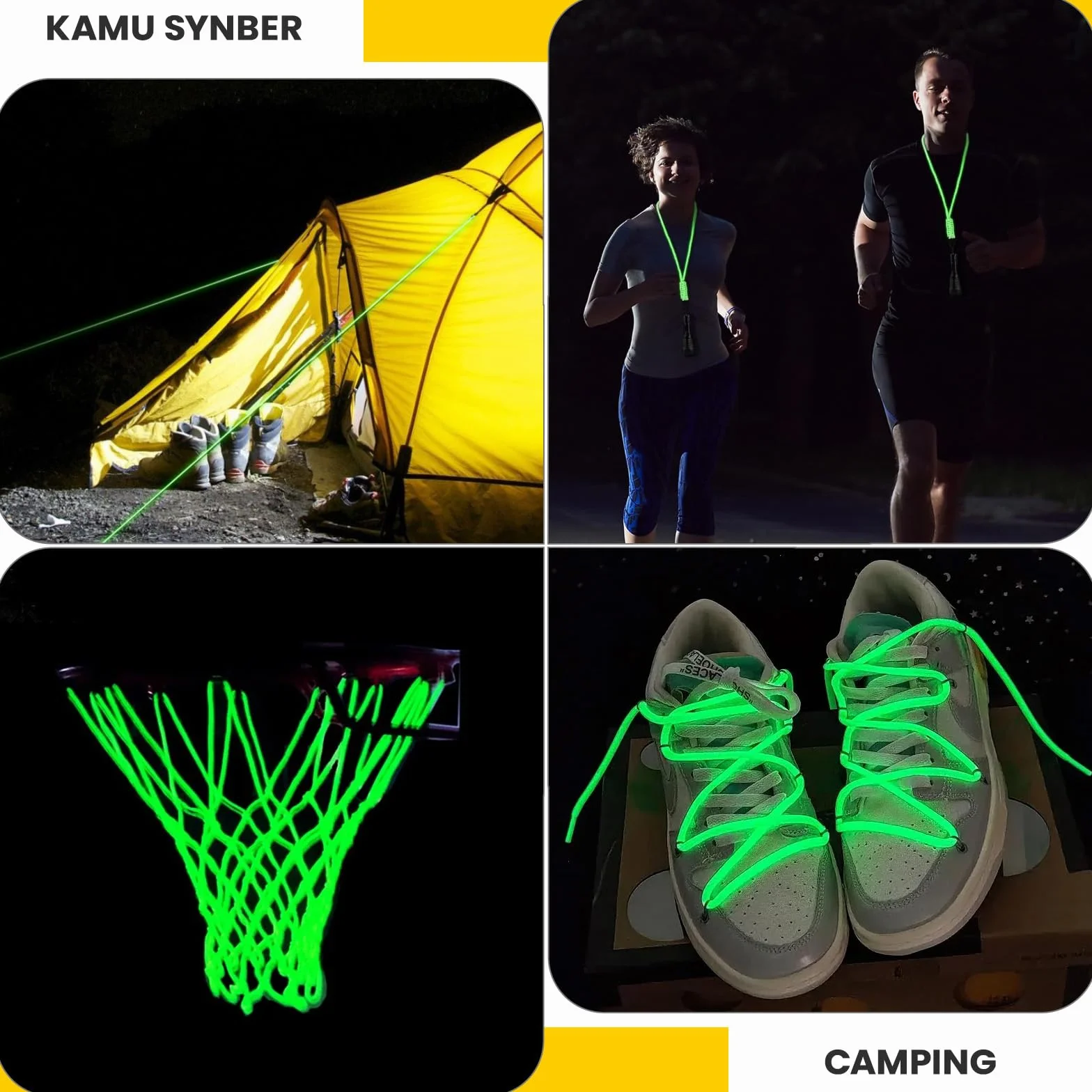 Paracorde Fluorescente 550 4mm 30m 9 Brins Lumineuse Corde Camping Pêche 250kg Blanc