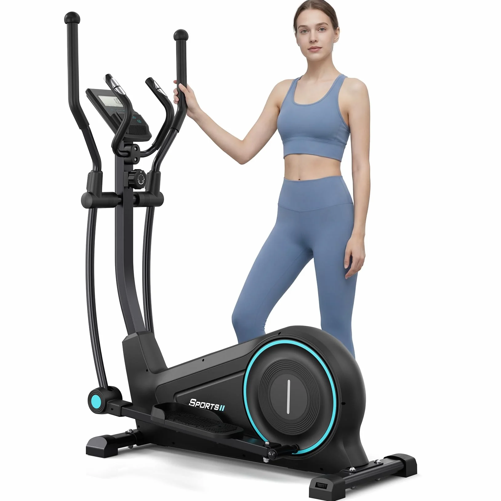 Dripex Vélo Elliptique Silencieux 16 Niveaux Résistance Magnétique Écran LCD 120 kg Cardio