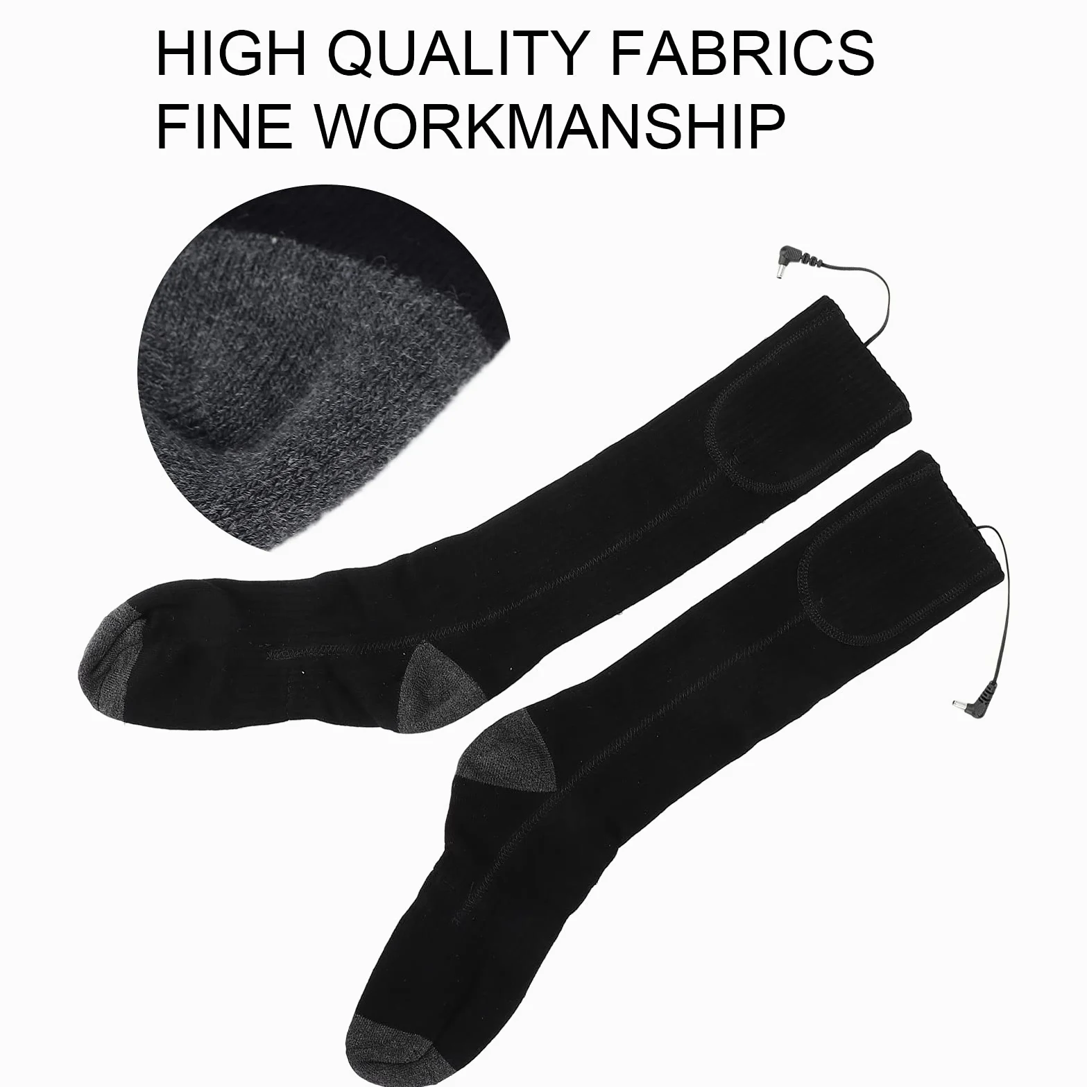 Chaussettes chauffantes électriques, Chaussettes Thermiques à Batterie Rechargeable avec 3 Niveaux de Chaleur, Chaussettes chauffantes en Coton Doux pour Hommes et Femmes,